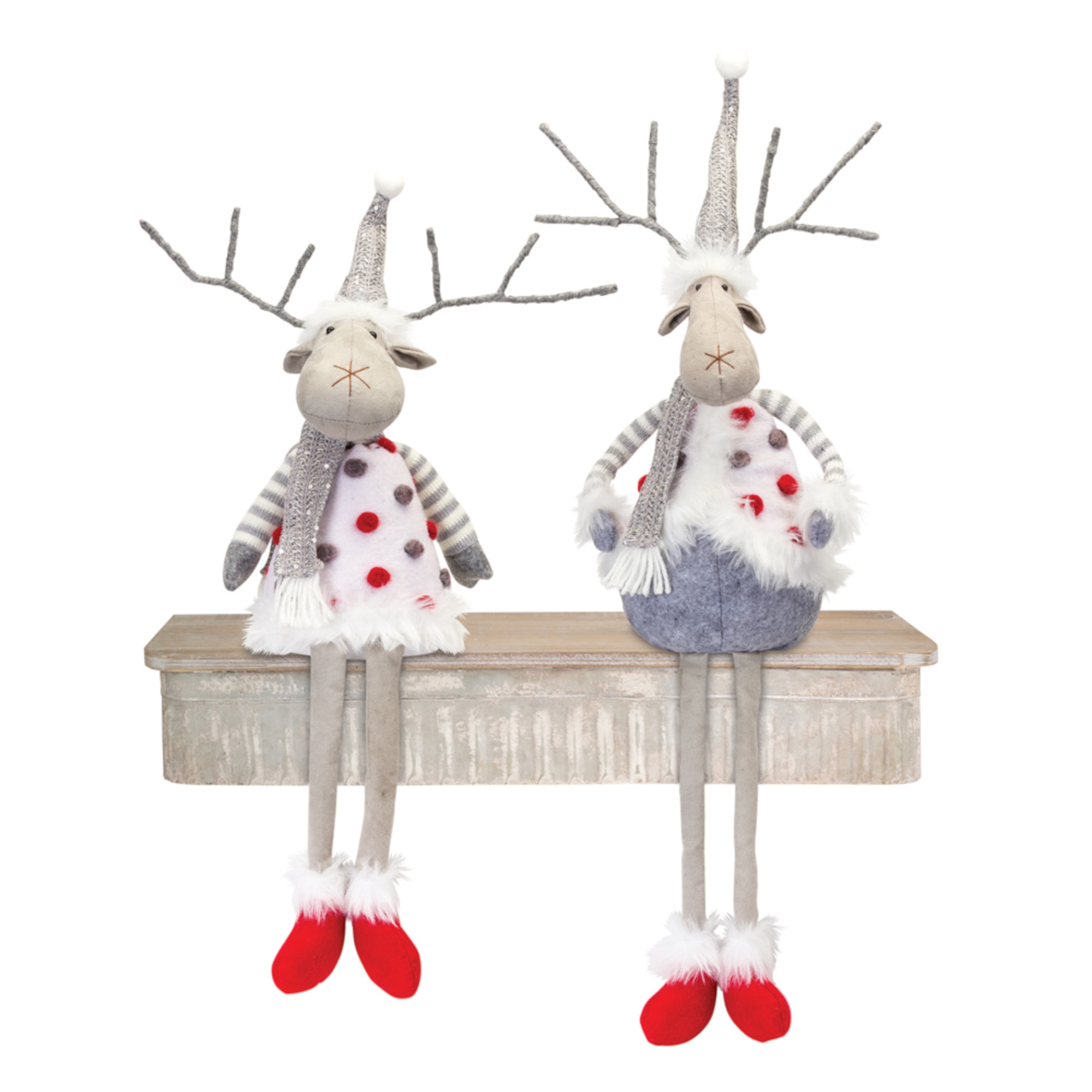 Melrose Set of 2 Deer Christmas Plush Tabletop Figures 25"