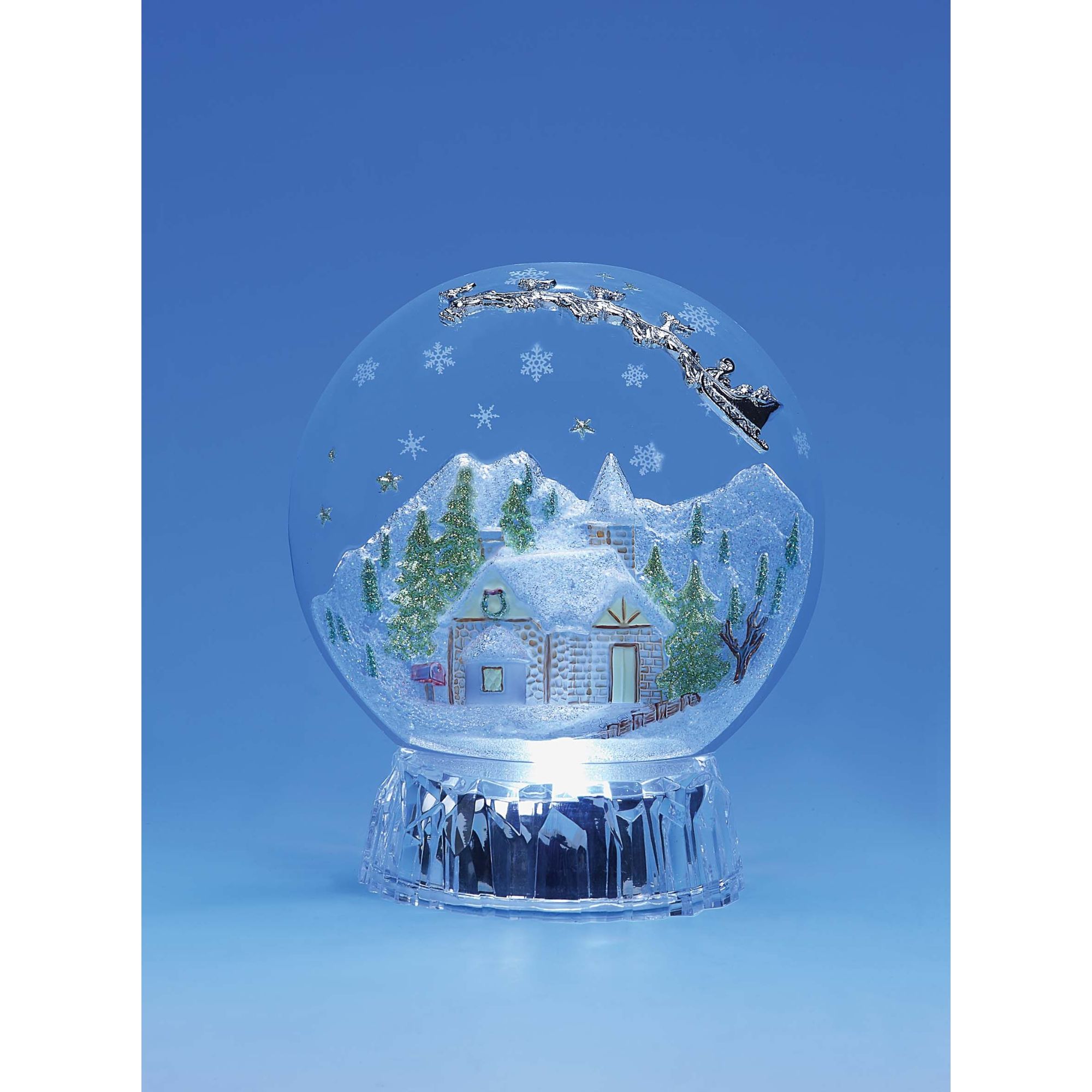 Icy Giftware Set of 2 White and Clear Christmas Mountain Half Globe Decorative Christmas Ornament 6.4"