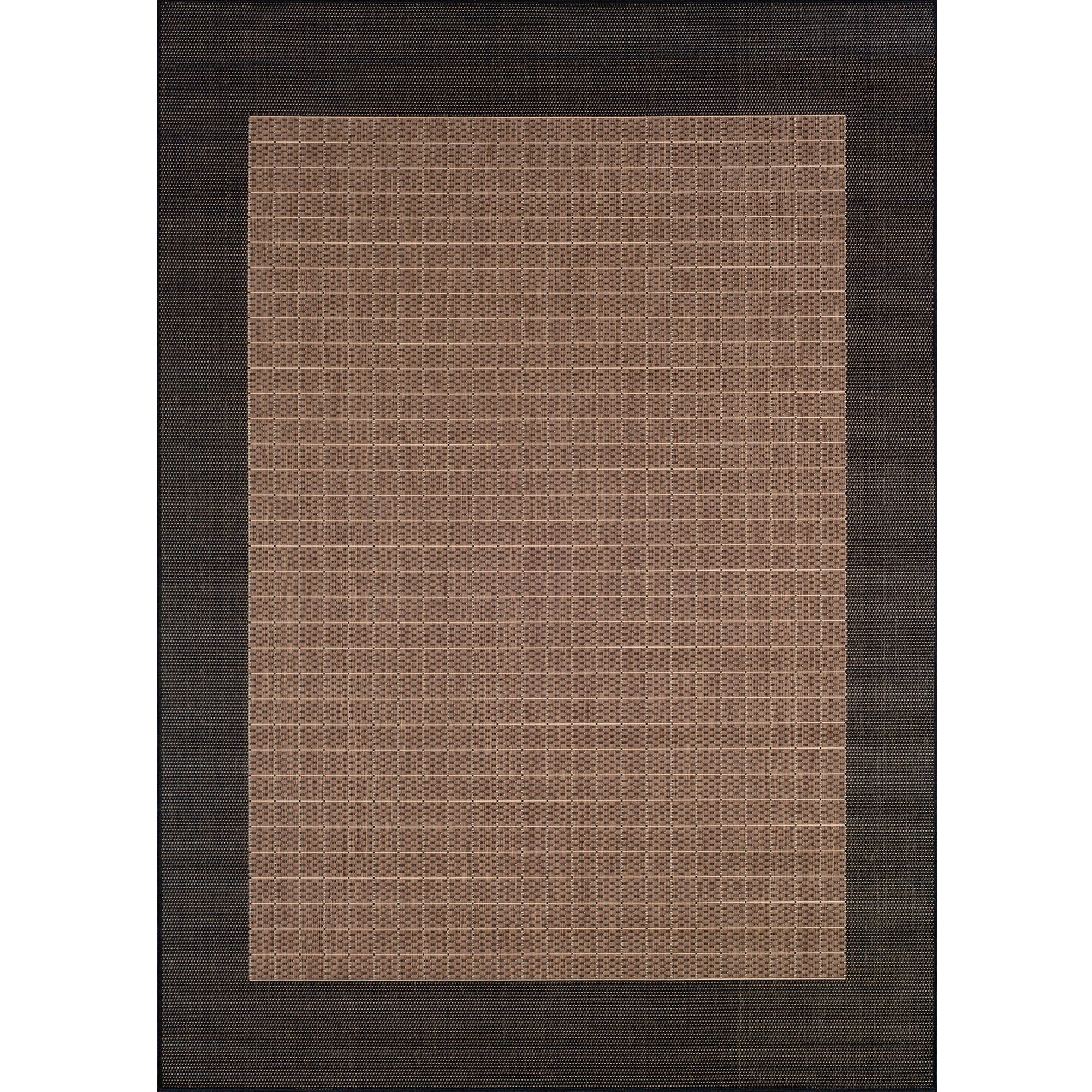Couristan 5.75' x 9' Black Bordered Checkered Rectangular Polypropylene Area Throw Rug