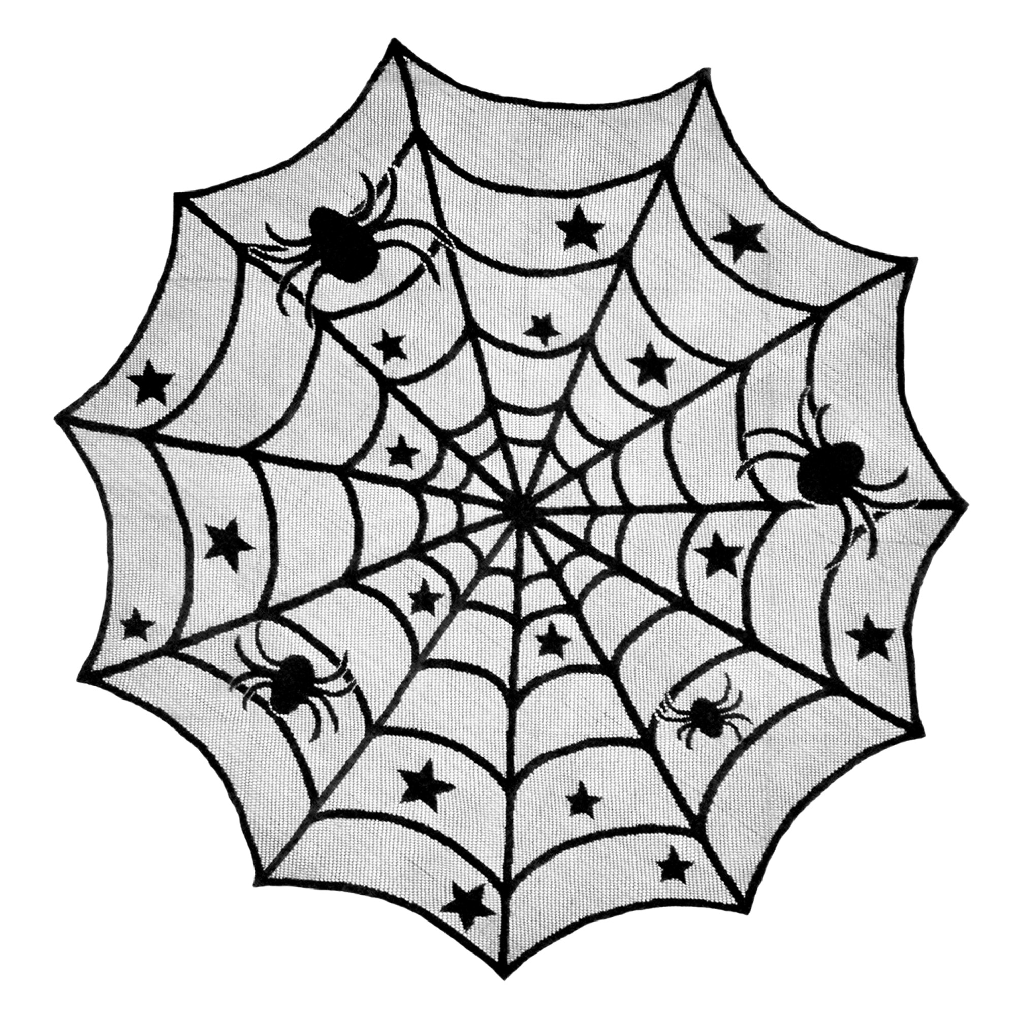 Contemporary Home Living DII 40" Round Polyester Lace Table Topper, Black Spider Web - Perfect for Halloween, Dinner Parties and Scary Movie Nights