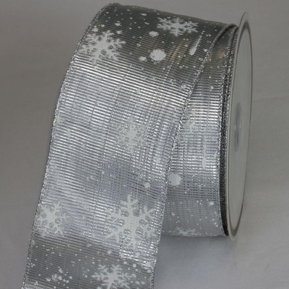 The Ribbon People Silver and White Snowflakes Wired Craft Ribbon 3" x 20 Yards