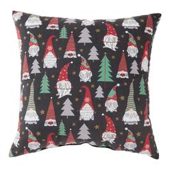 Greendale Home Fashions Festive Gnomes Christmas Square Throw Pillow - 18" - Black