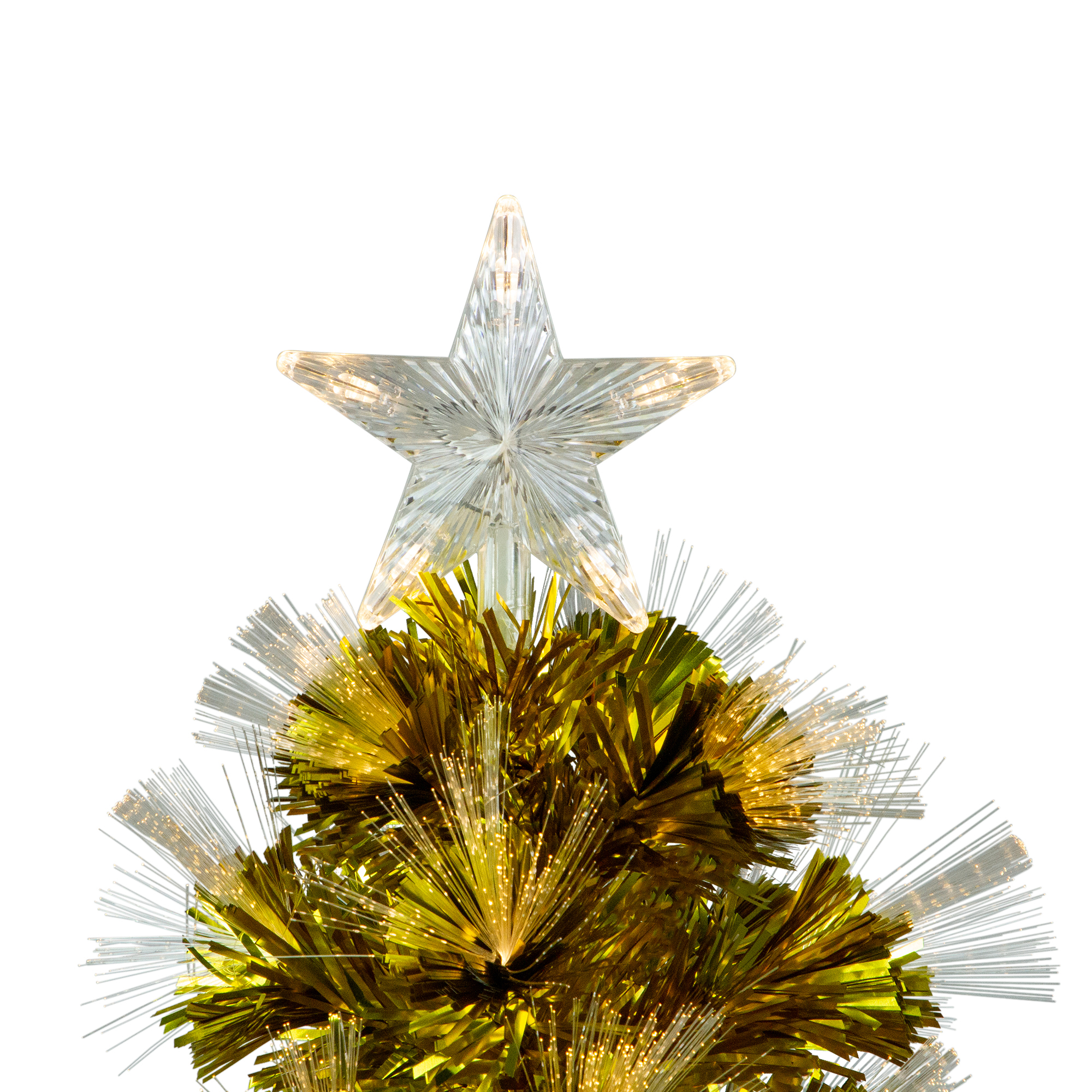 Northlight 3' Pre-Lit Gold Fiber Optic Artificial Christmas Tree, White Lights