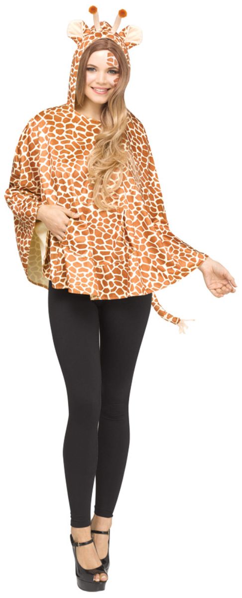 The Costume Center Brown and Off White Poncho Giraffe Hooded Women Adult Halloween Costume - One Size