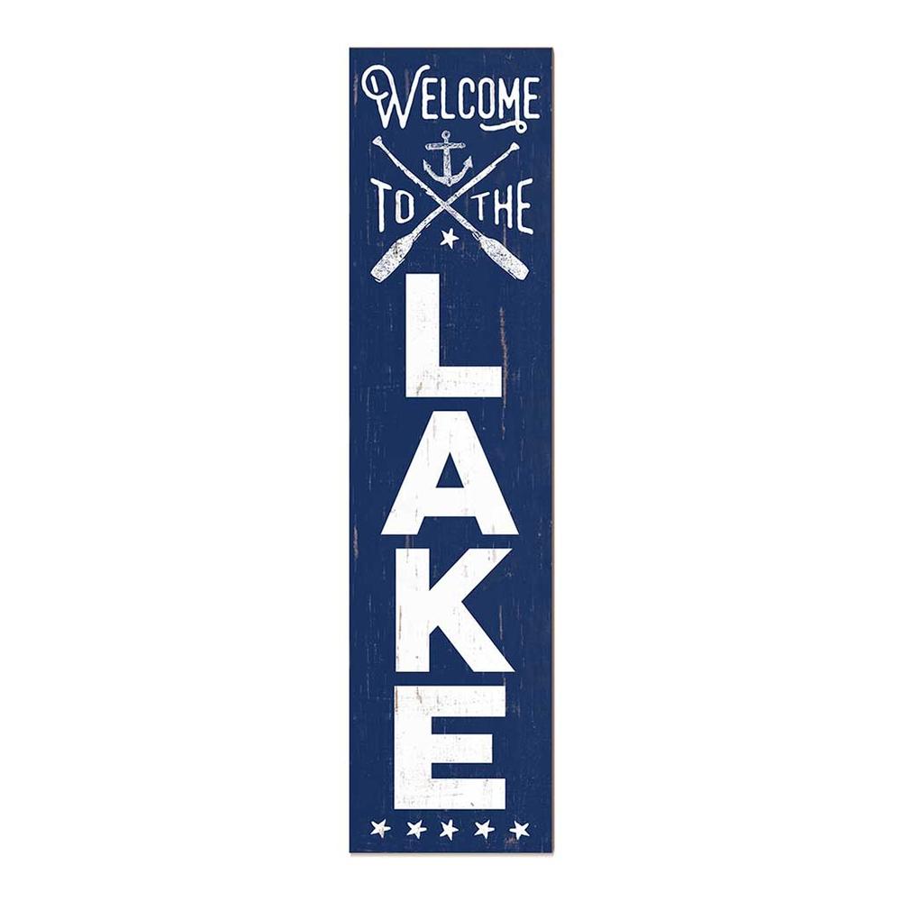 Kindred Hearts 48" Blue and White "Welcome to the Lake" Outdoor Leaning Porch Sign