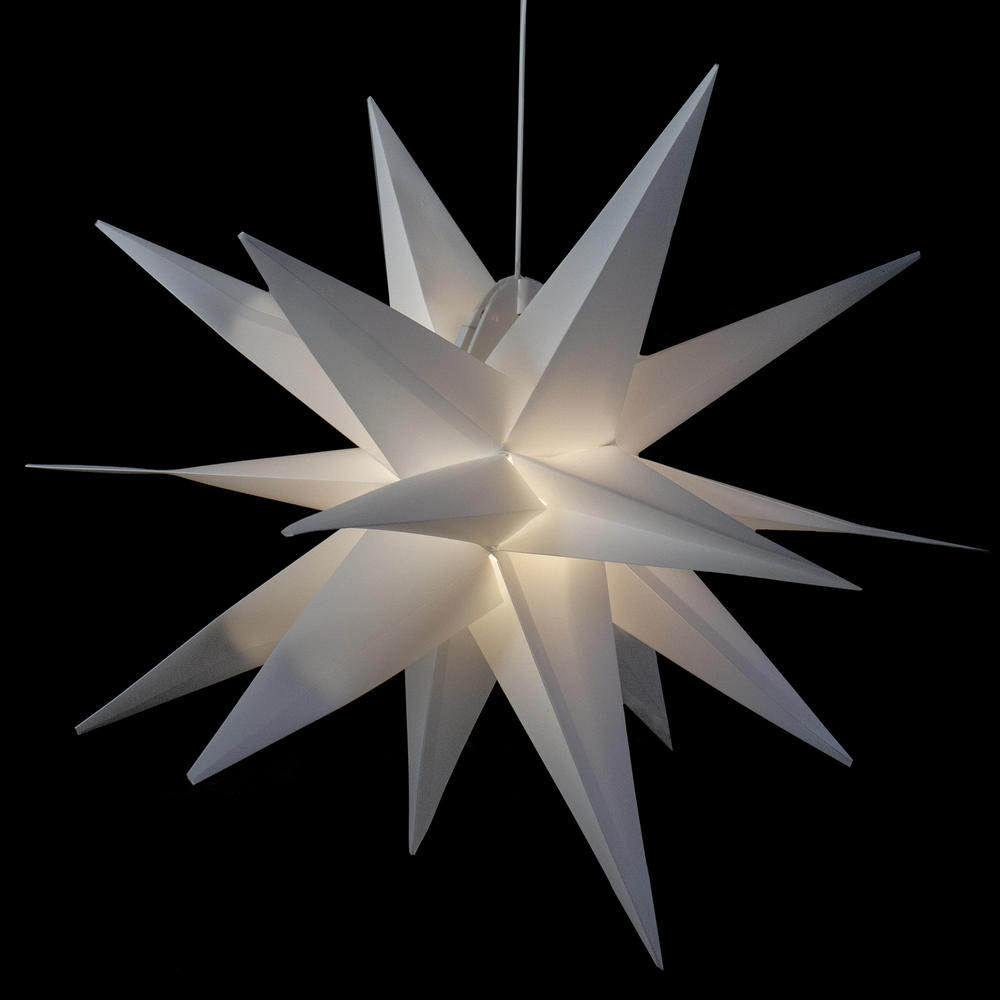 Northlight 22" White LED Lighted Foldable Moravian Star Hanging Christmas Decoration