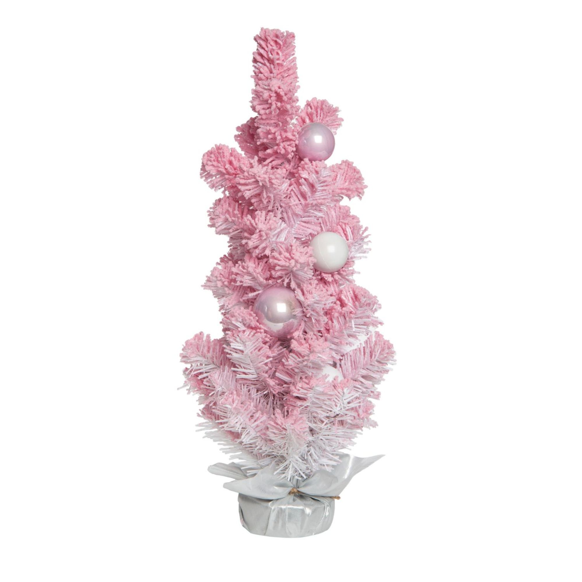 Contemporary Home Living 24" Potted Pink Artificial Medium Christmas Celebration Tree, Unlit