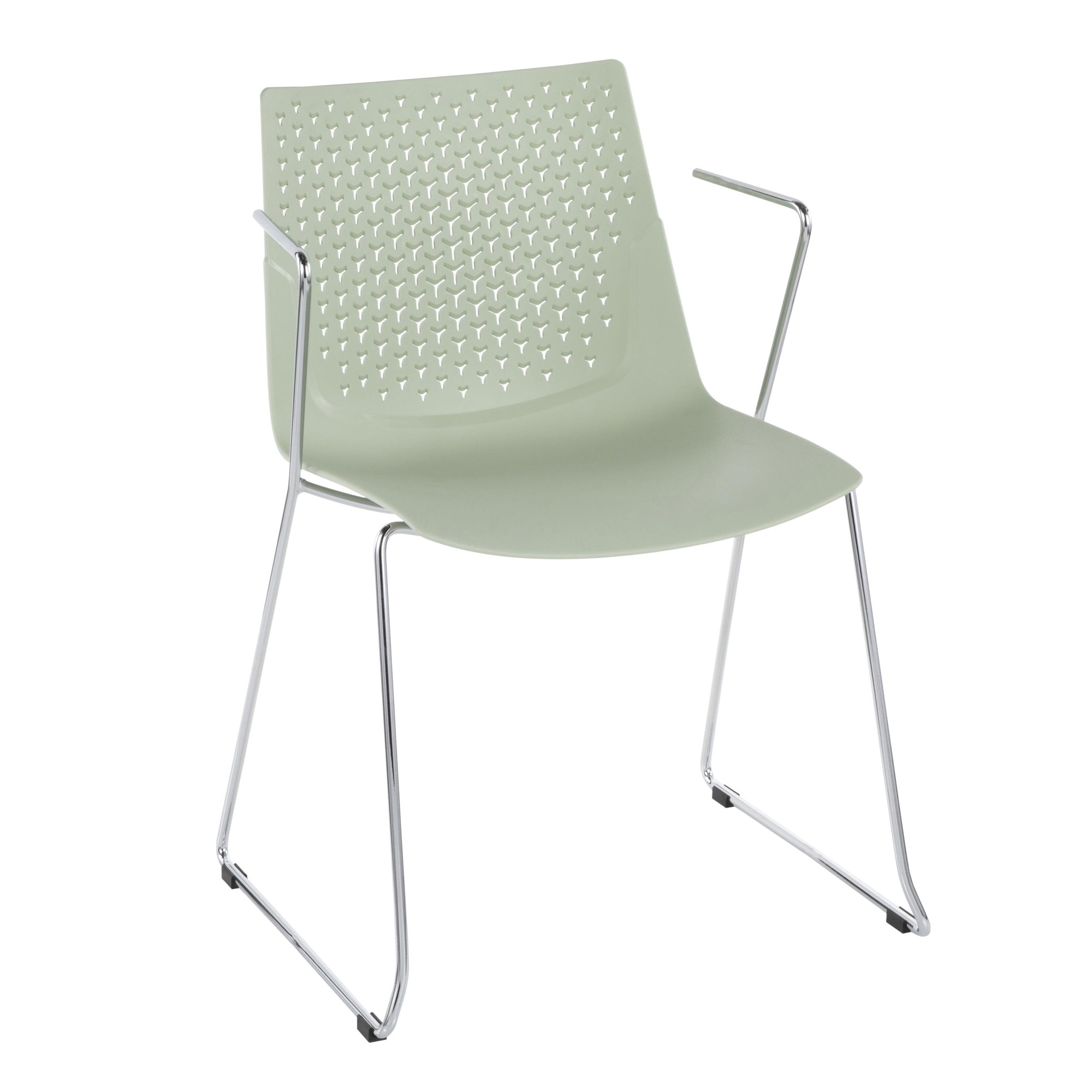 Contemporary Home Living Set of 2 Stainless Steel and Green Contemporary Chair 32”