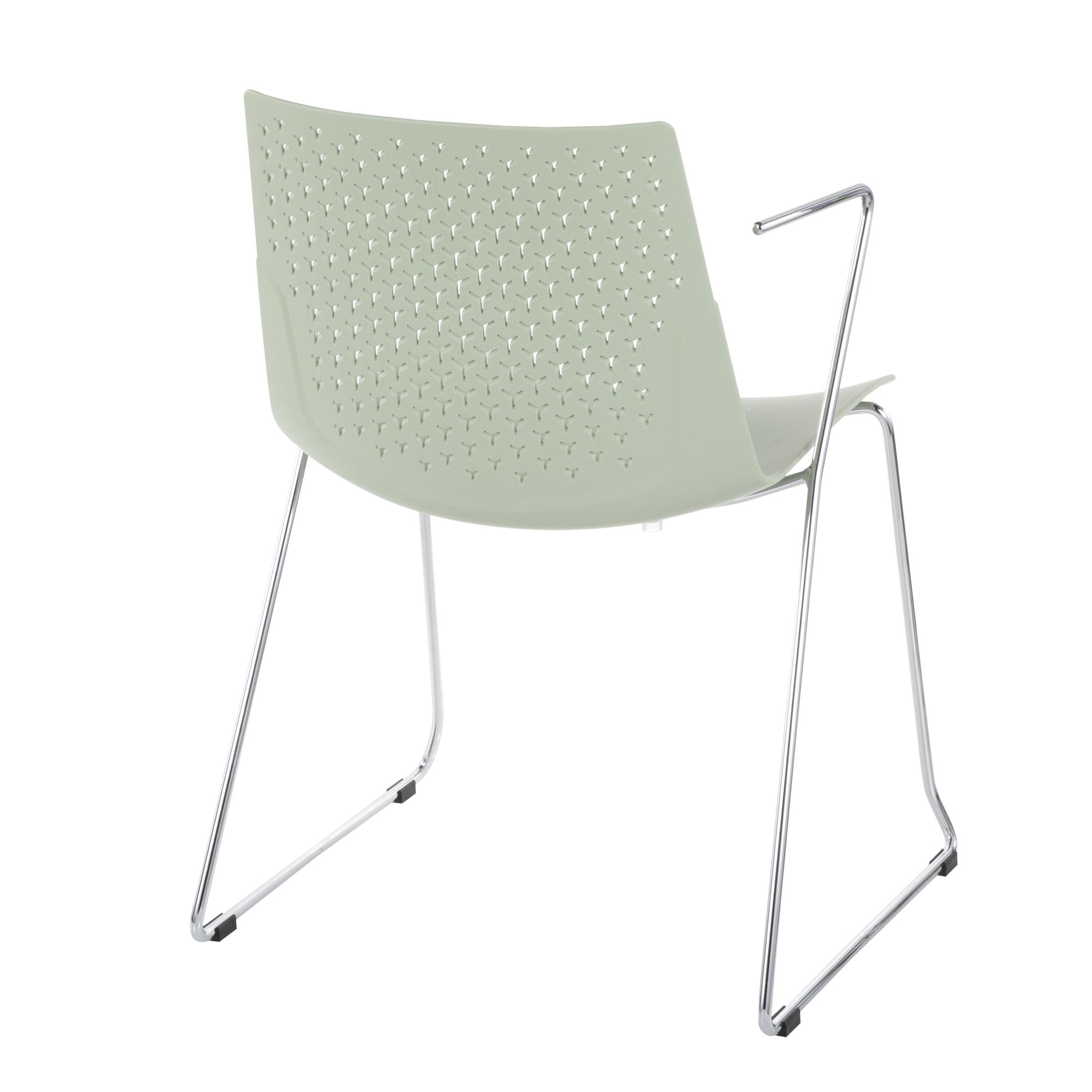 Contemporary Home Living Set of 2 Stainless Steel and Green Contemporary Chair 32”