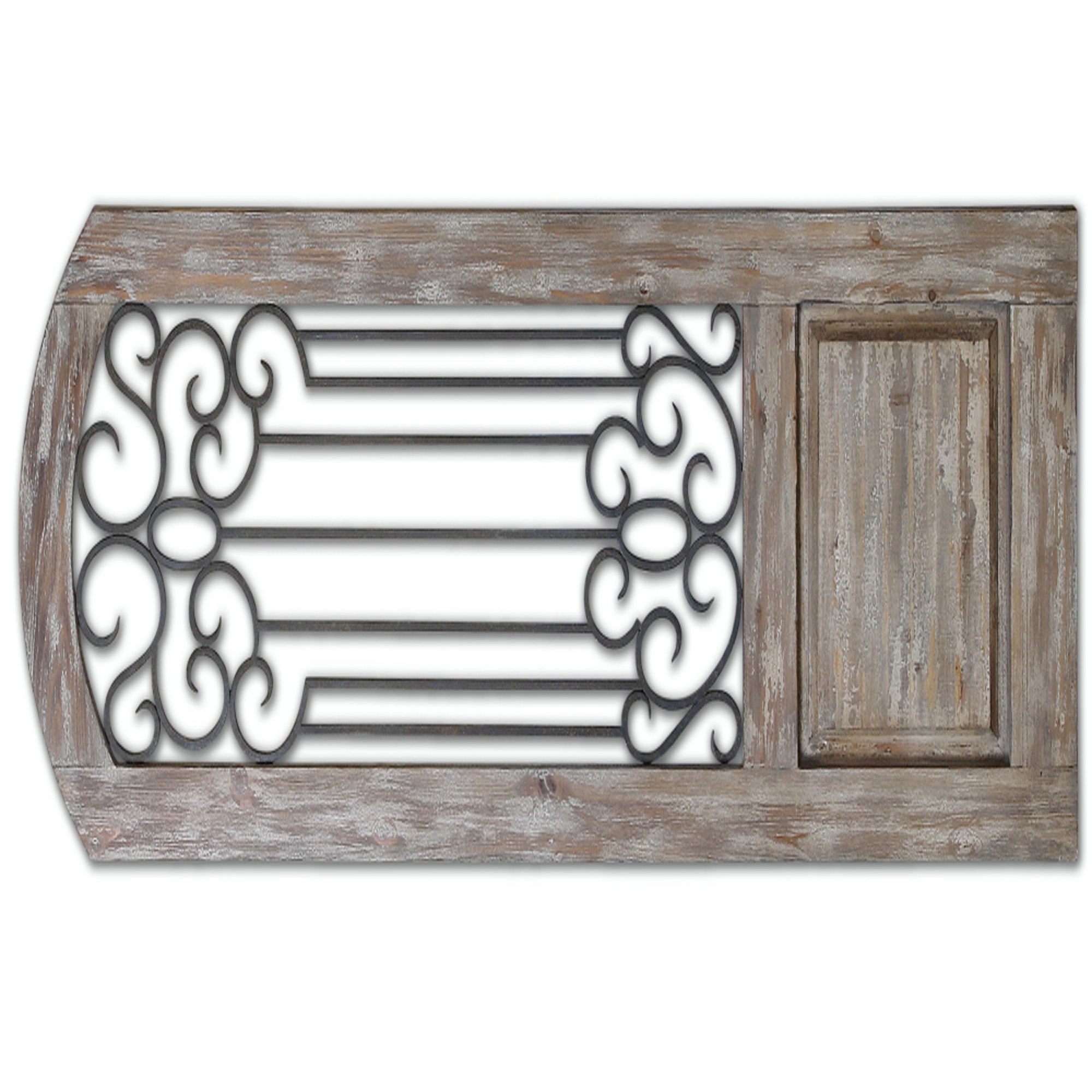 Diva At Home 6.25' Decorative Wall Decor Panel with Distressed Finish and Hand Forged Metal Details