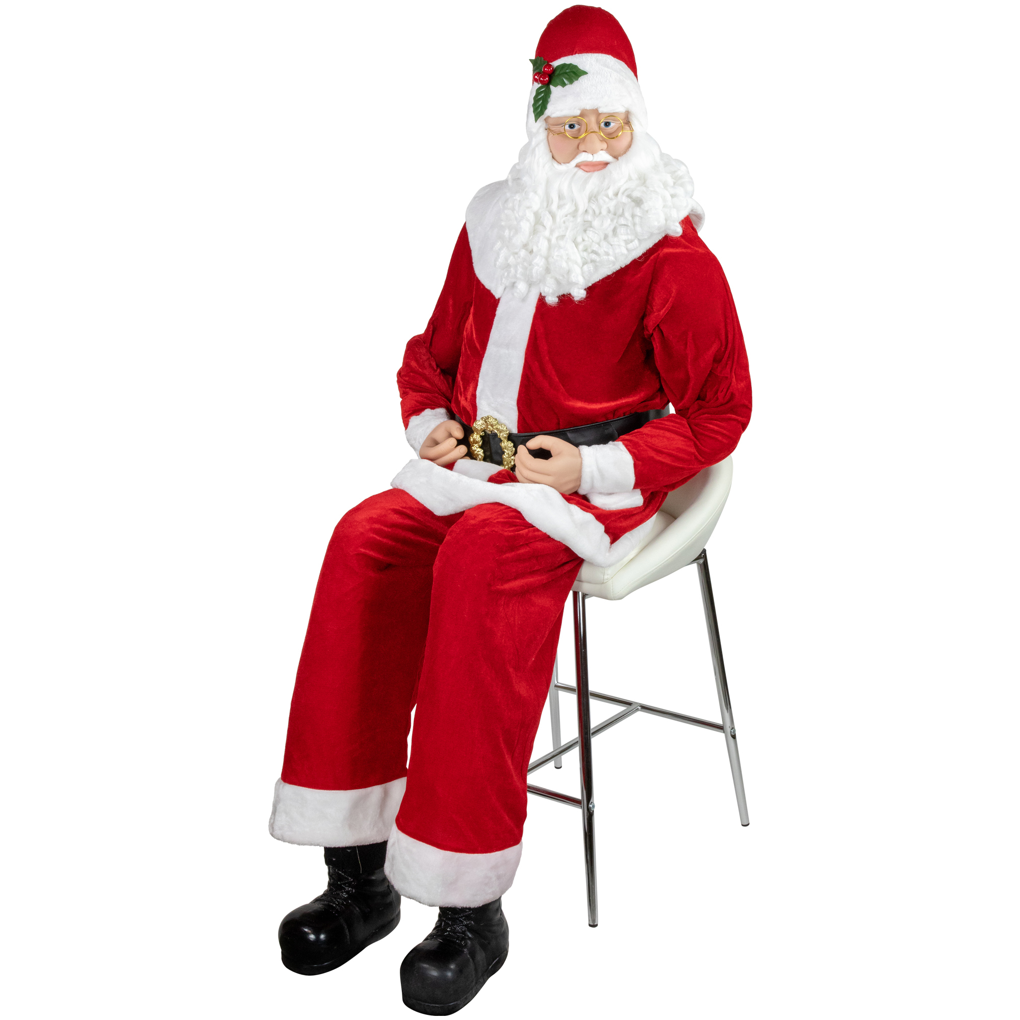Northlight 72" Life-Size Plush Santa Claus Standing or Sitting Christmas Figure