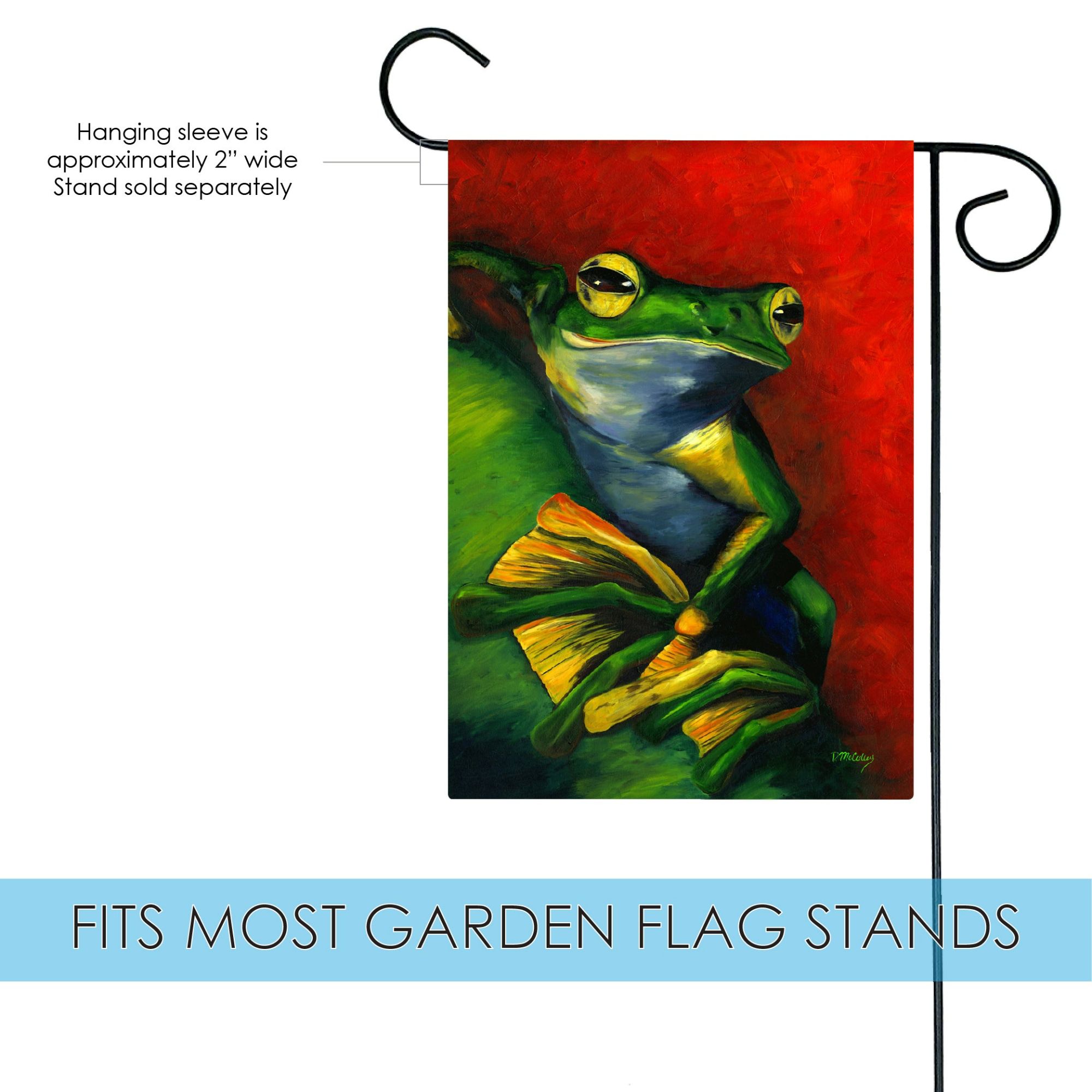 Toland Home Garden Red and Green Tranquil Tree Frog Outdoor Garden Flag 18" x 12.5"