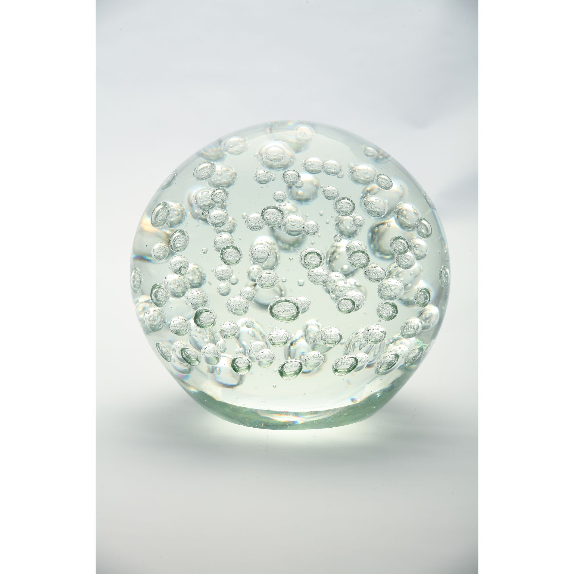CC Home Furnishings 7" Clear Round Bubbled Hand Blown Glass Paperweight Ball