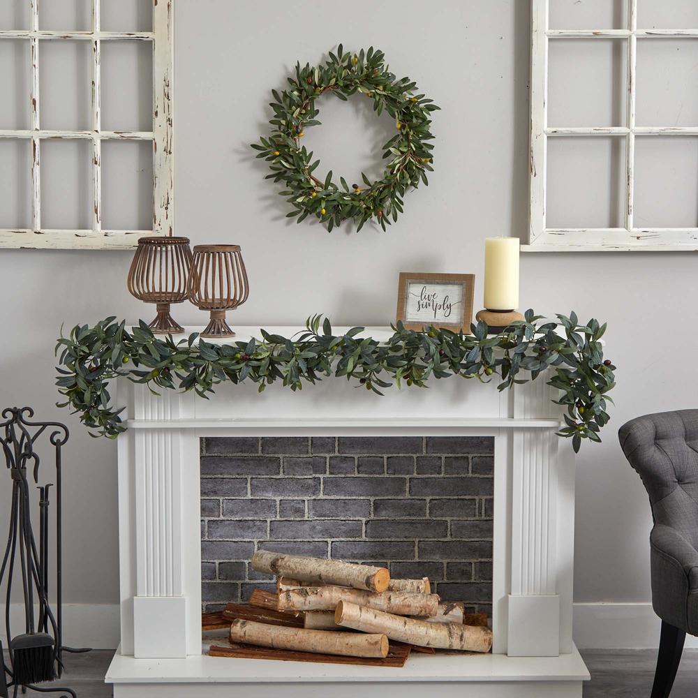 Nearly Natural 6.5' x 6" Olive Artificial Decorative Garland, Unlit