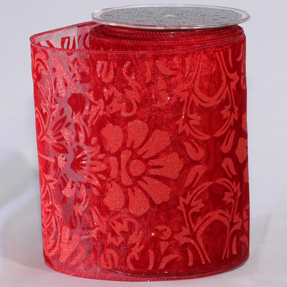 The Ribbon People Sheer Red and Gold Wired Craft Ribbon 6" x 20 Yards