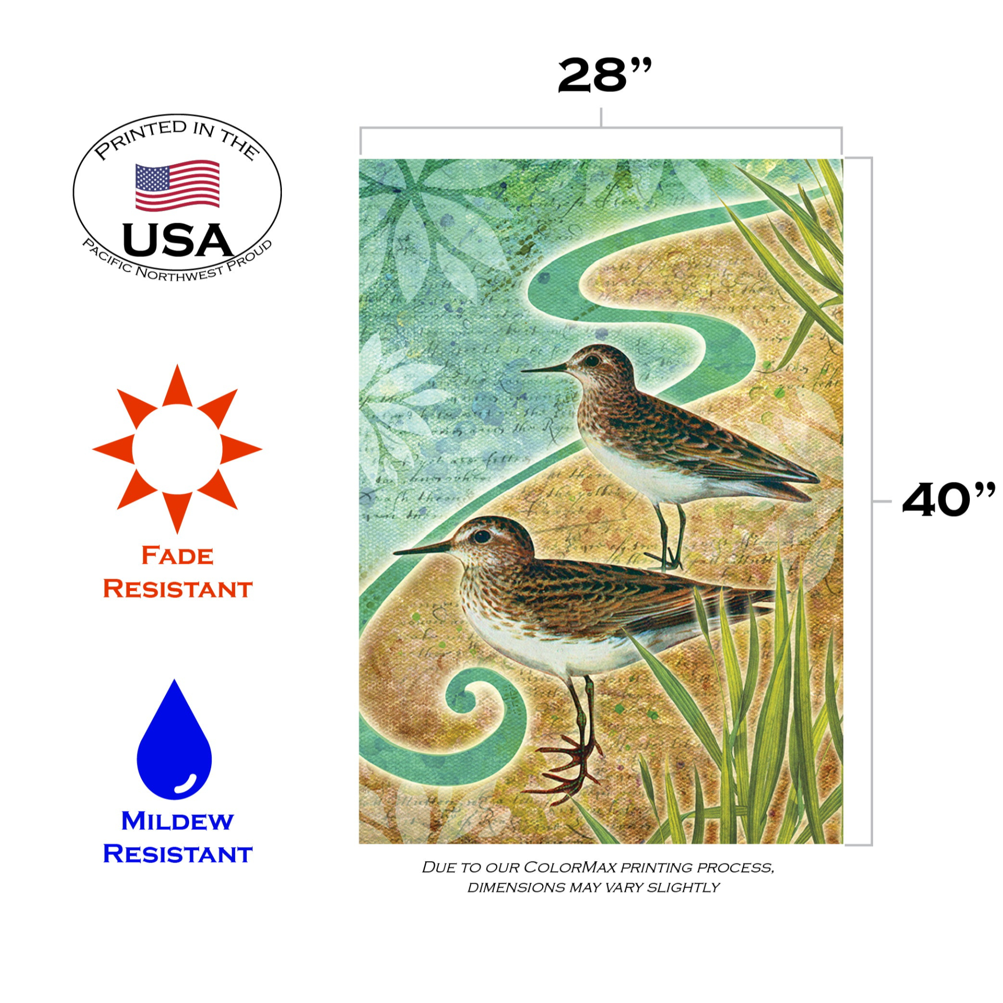 Toland Home Garden Blue and Brown Sandpipers Outdoor House Flag 28" x 40"
