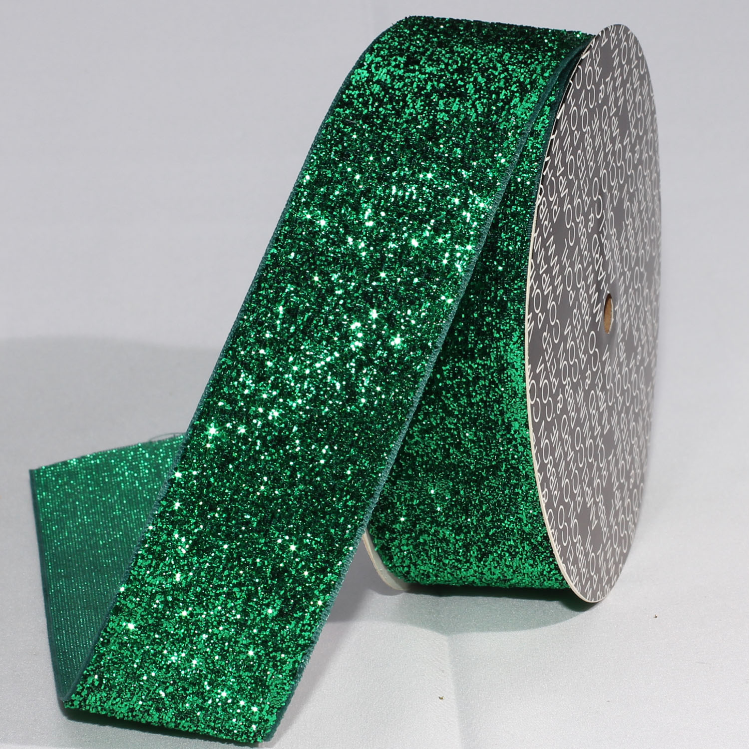 The Ribbon People Forest Green Glitter Woven Edge Velvet Craft Ribbon 1.5" x 11 Yards
