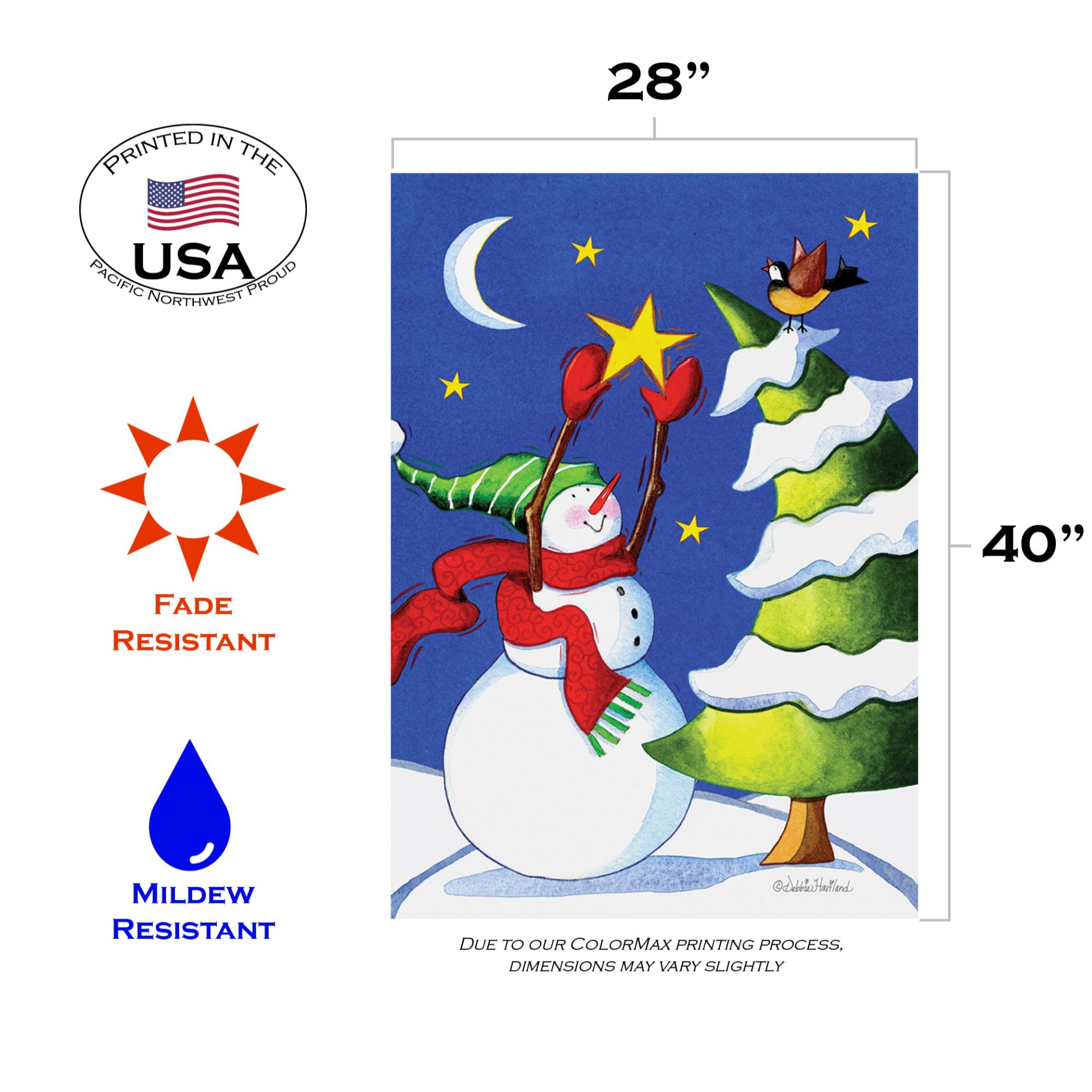 Toland Home Garden Green and White Snowman Star Christmas Outdoor House Flag 40" x 28"