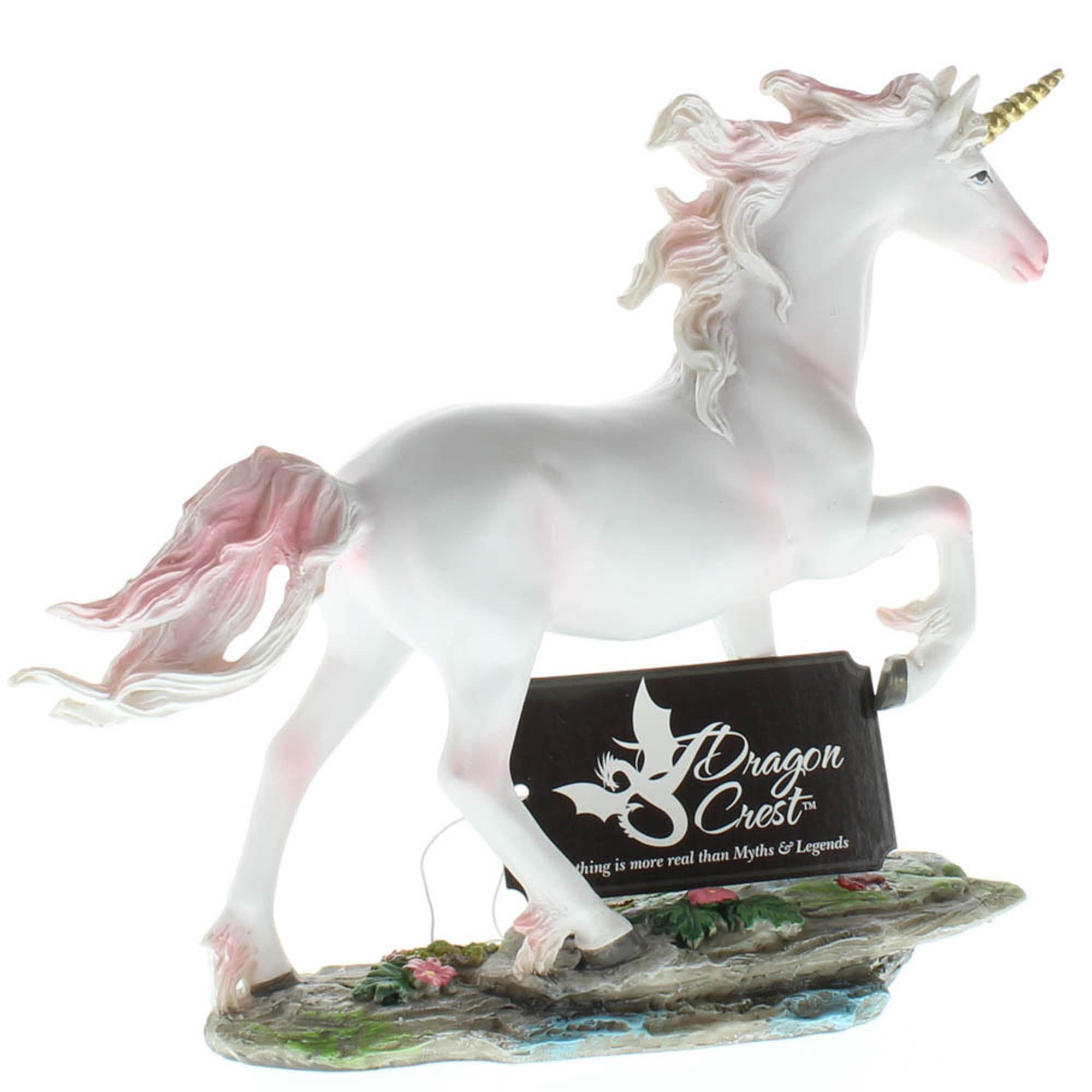 Zingz & Thingz 9.25" White and Pink Unicorn Running Through Crystals Figurine Tabletop Décor