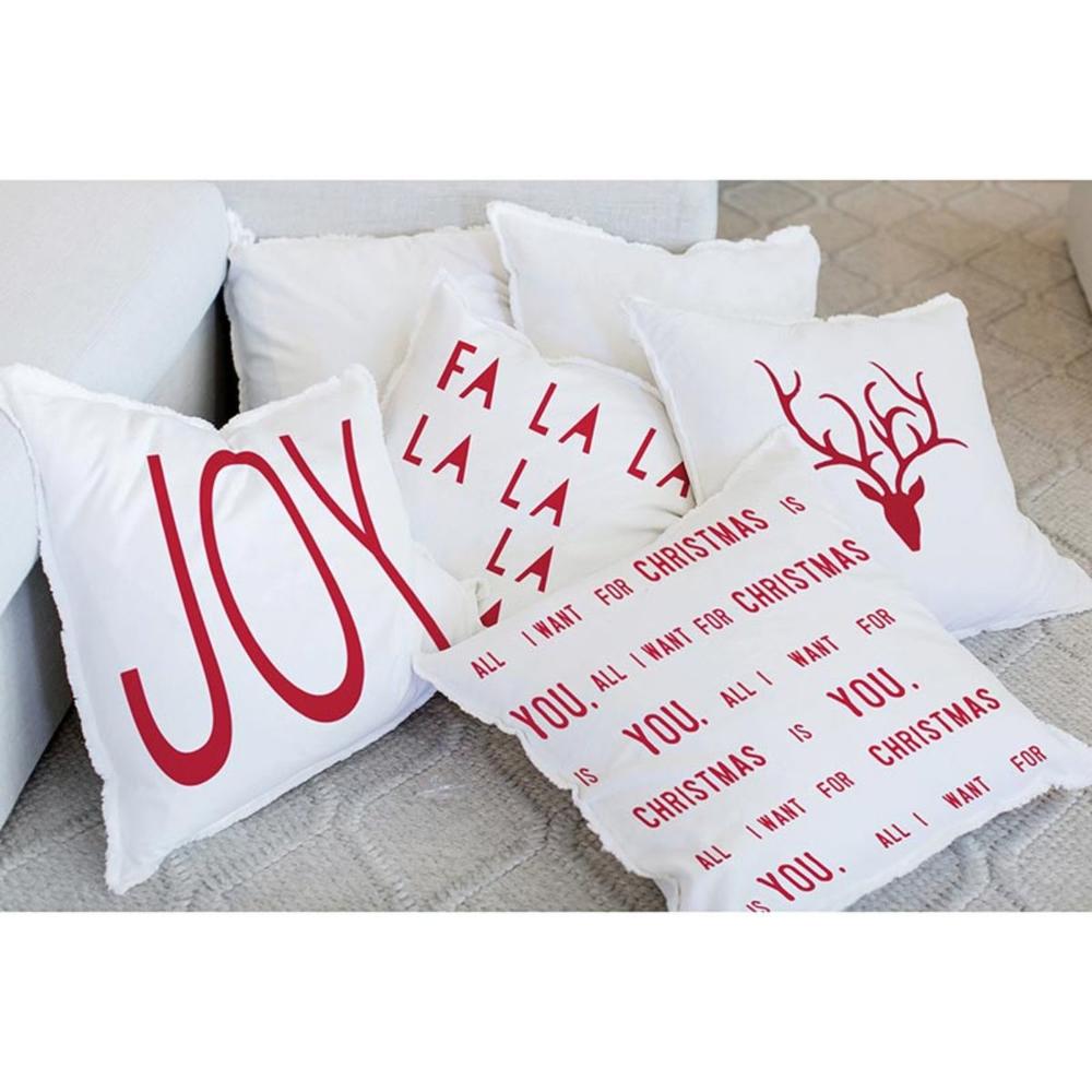 CREATIVE BRANDS 26" White Decorative Euro Pillow with All I Want For Christmas Is You Print Design