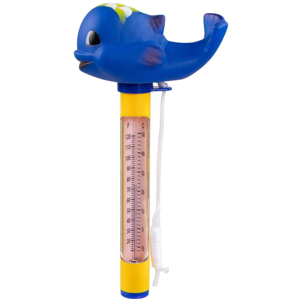 Northlight 9" Blue Whale Floating Swimming Pool Thermometer with Cord