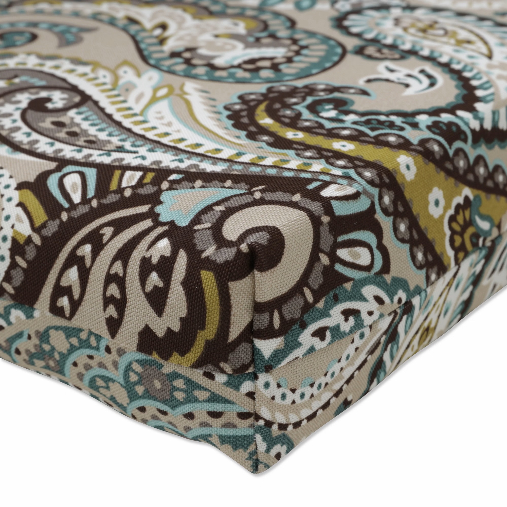 Pillow Perfect 80" Blue and Brown Paisley Outdoor Patio Chaise Lounge Cushion