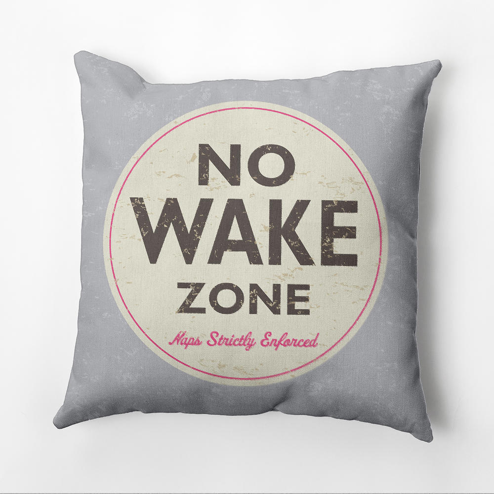 Contemporary Home Living 18" x 18" Gray "No Wake Zone Naps Strictly Enforced" Outdoor Throw Pillow