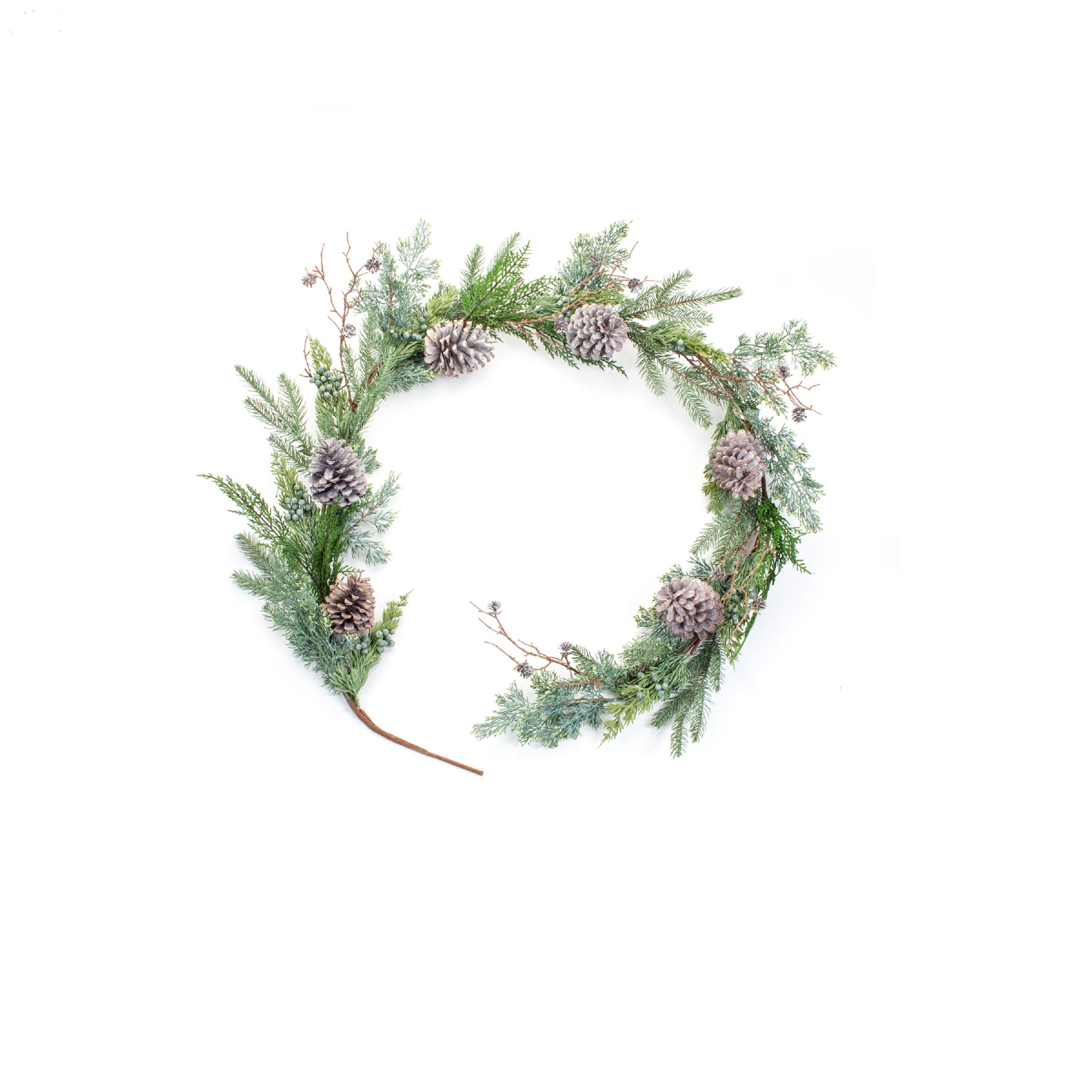Melrose Set of 2 Juniper and Pine Garland with Pine Cones 6.25'