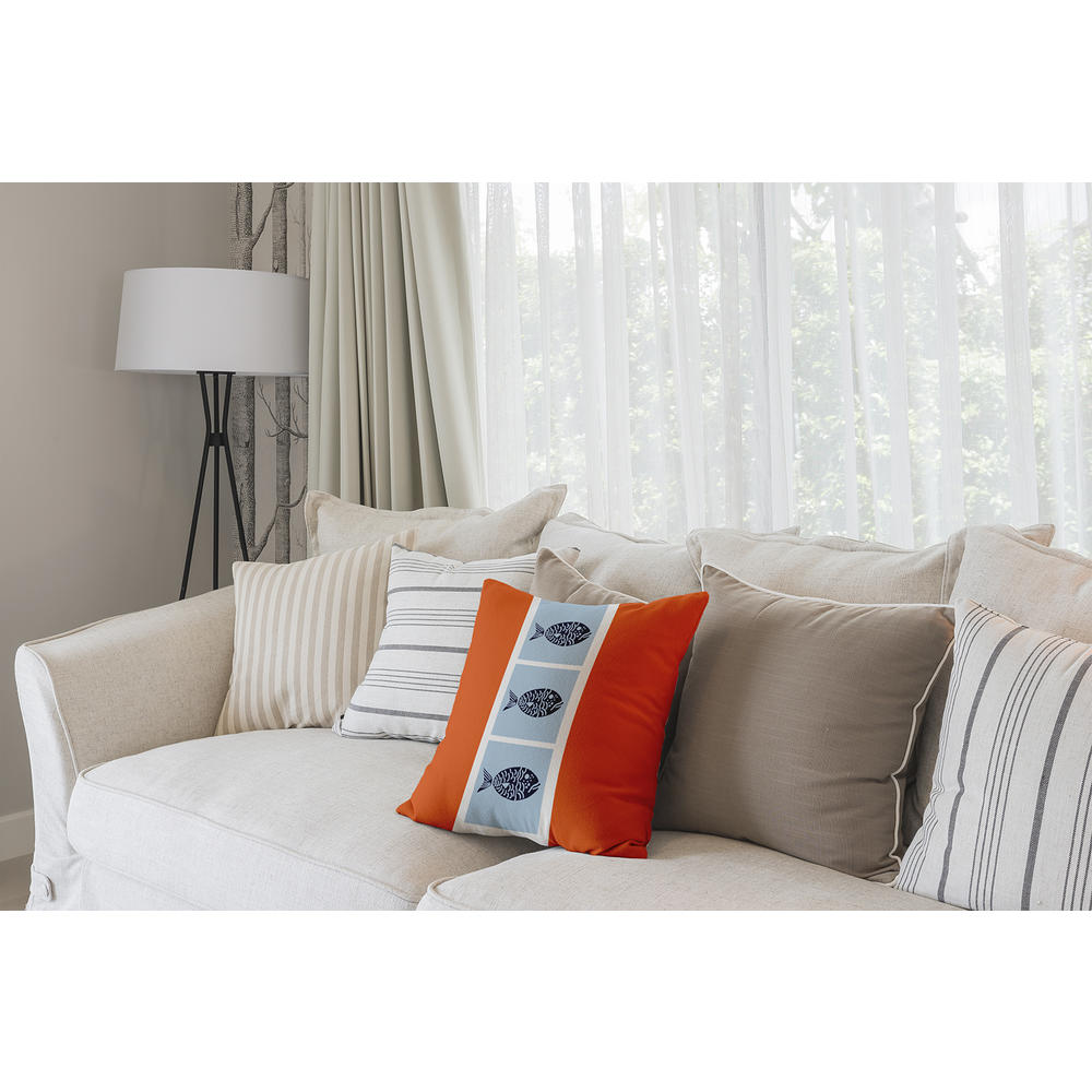 Contemporary Home Living 20" x 20" Orange and White Fish Chips Throw Pillow