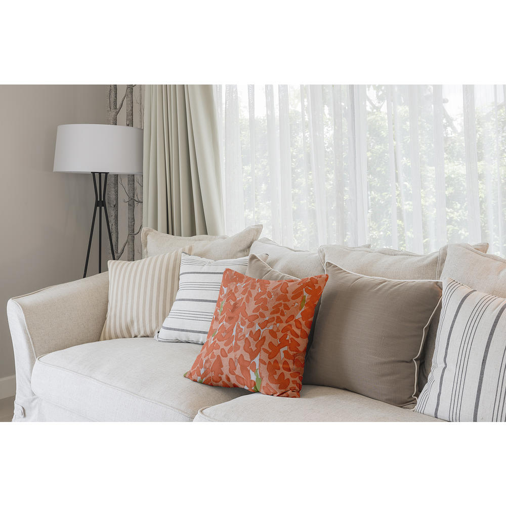 Contemporary Home Living 20" x 20" Orange and White Flower Bell Throw Pillow