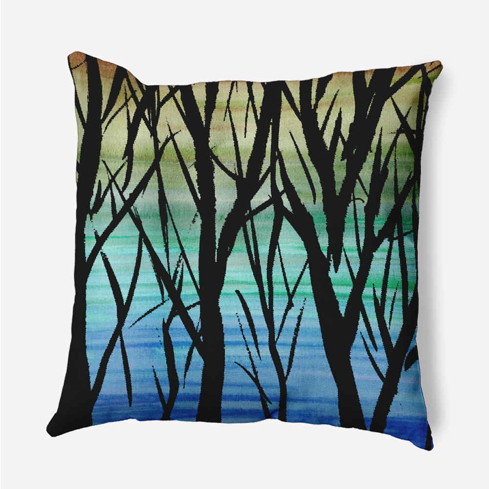 Contemporary Home Living 18" x 18" Blue and Black Sunset Branches Throw Pillow