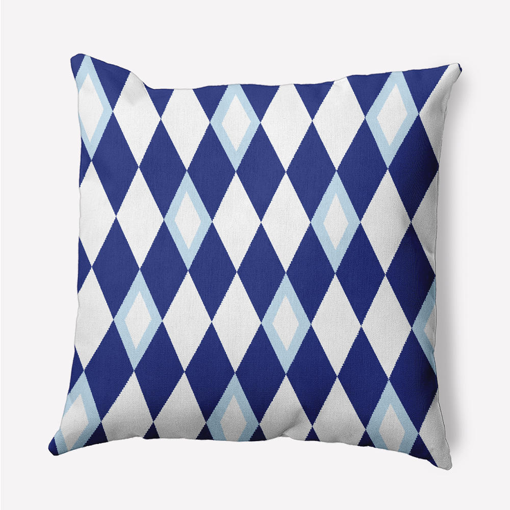 Contemporary Home Living 18" x 18" White and Blue Harlequin Diamond Print Throw Pillow