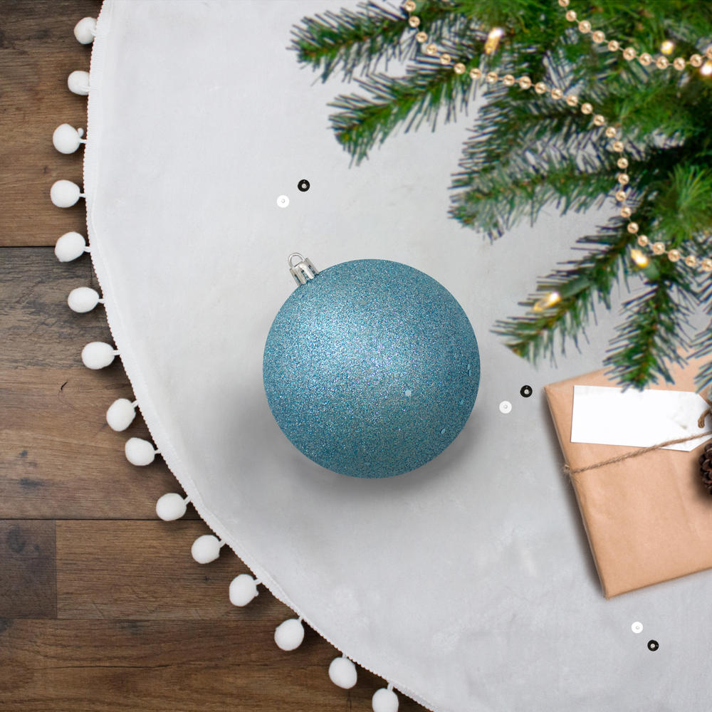 Northlight Holographic Glitter Turquoise Blue Shatterproof Christmas Ball Ornament 4" (100mm)