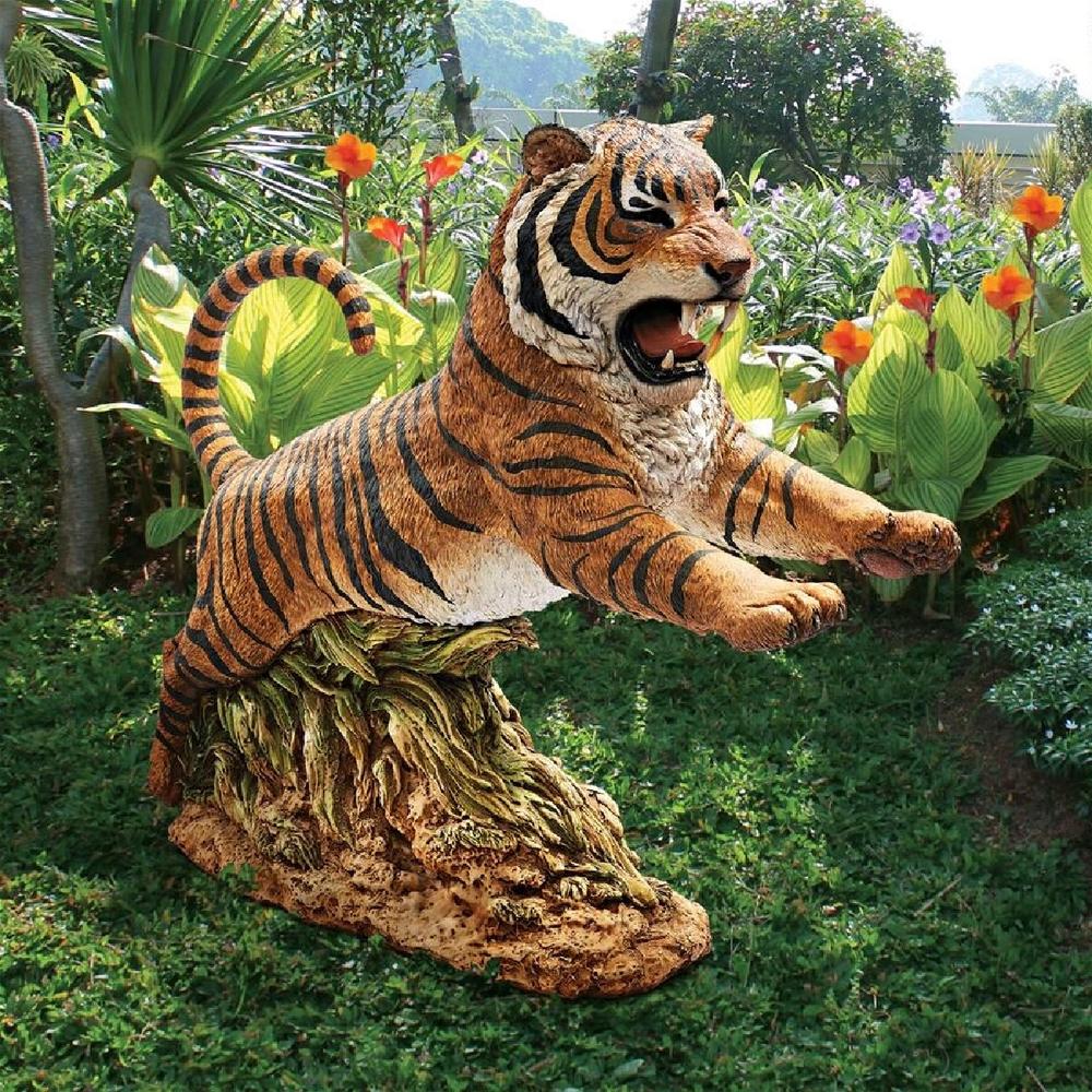 Outdoor Living and Style 32" Bengal Tiger Leaping Jungle Outdoor Garden Statue