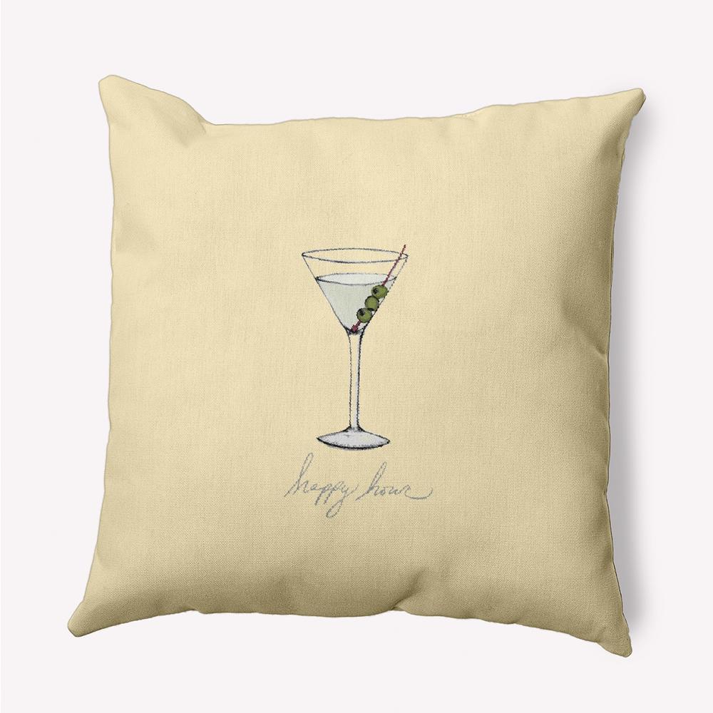 Contemporary Home Living 18" x 18" Yellow and White Martini Square Throw Pillow