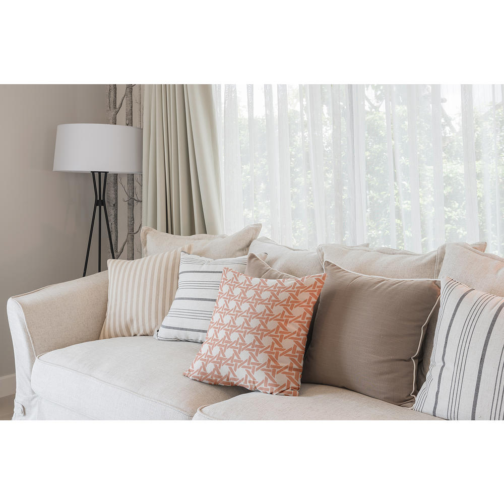 Contemporary Home Living 16" x 16" Orange and White Rattan Geometric Throw Pillow