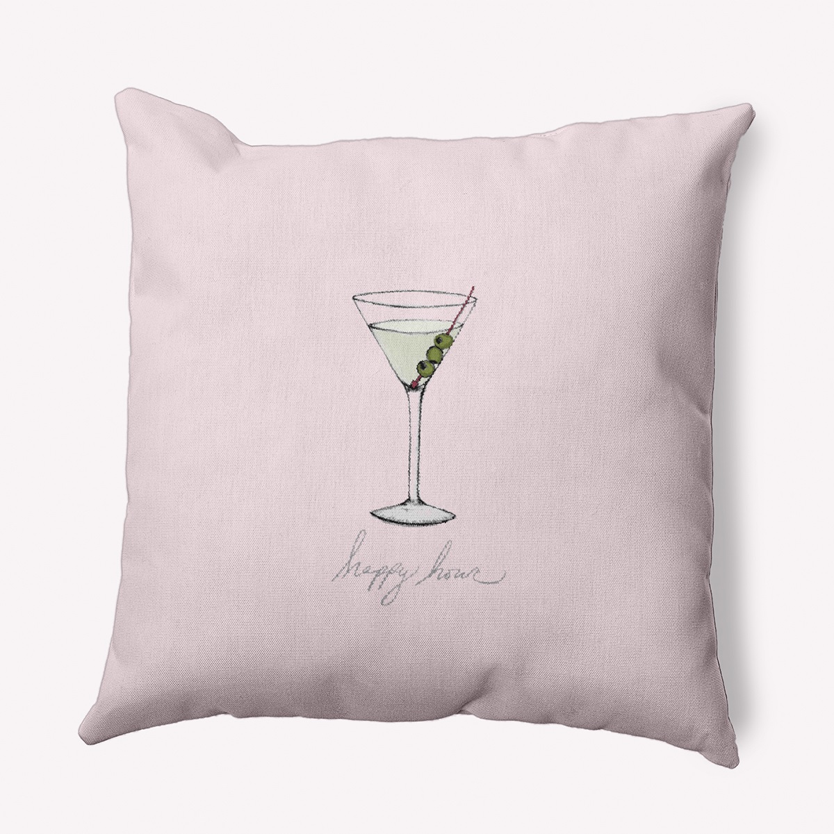Contemporary Home Living 16" x 16" Pink and White Martini Square Throw Pillow