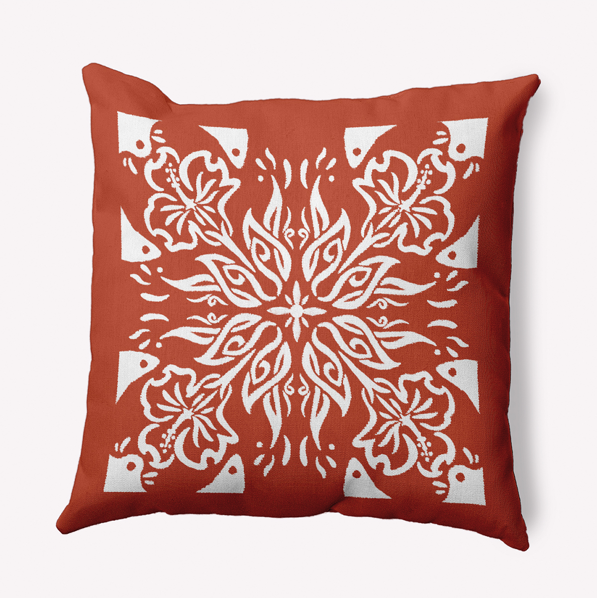 Contemporary Home Living 20" x 20" White and Orange Cuban Tile Throw Pillow