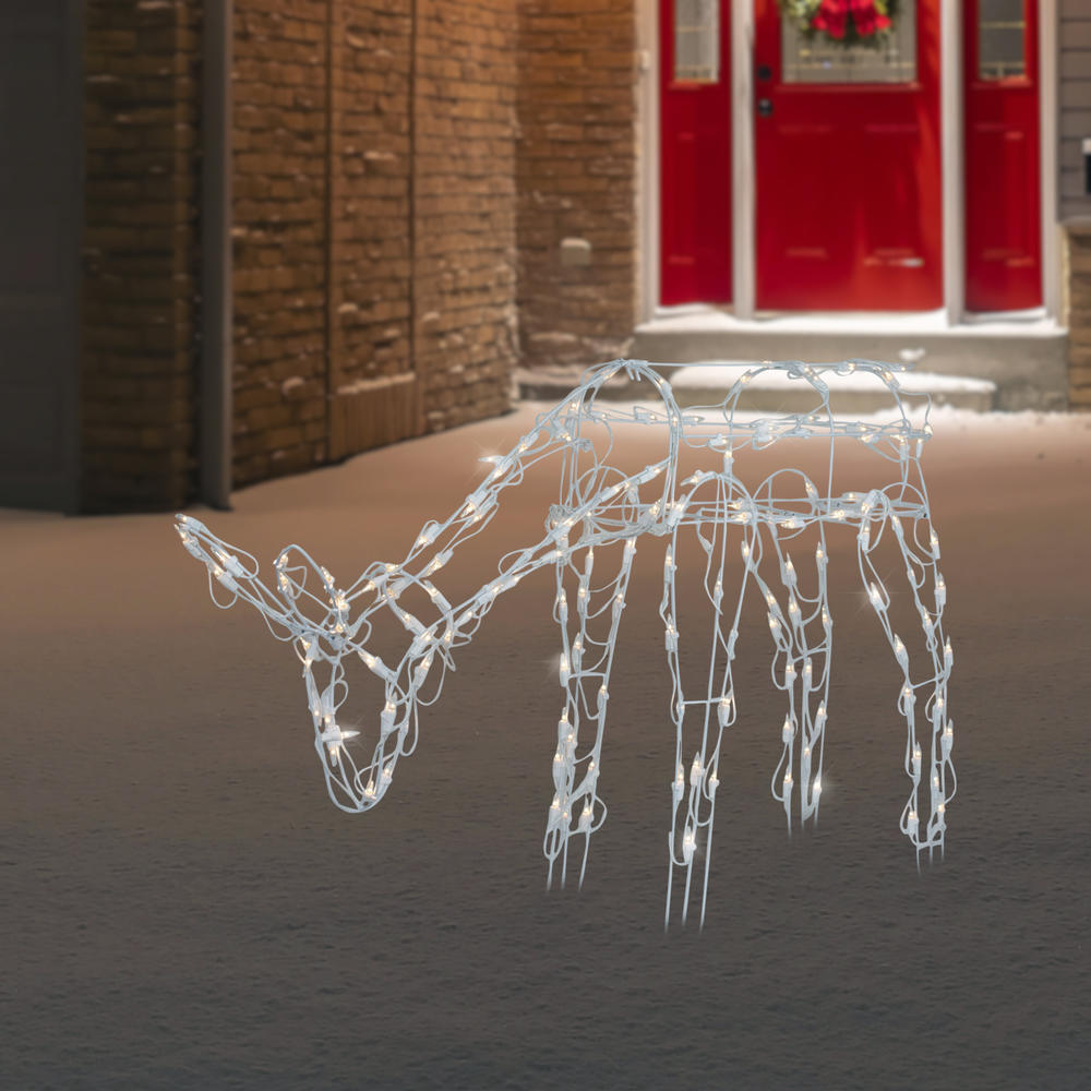 Northlight 42" Lighted White Feeding Reindeer Outdoor Christmas Decoration