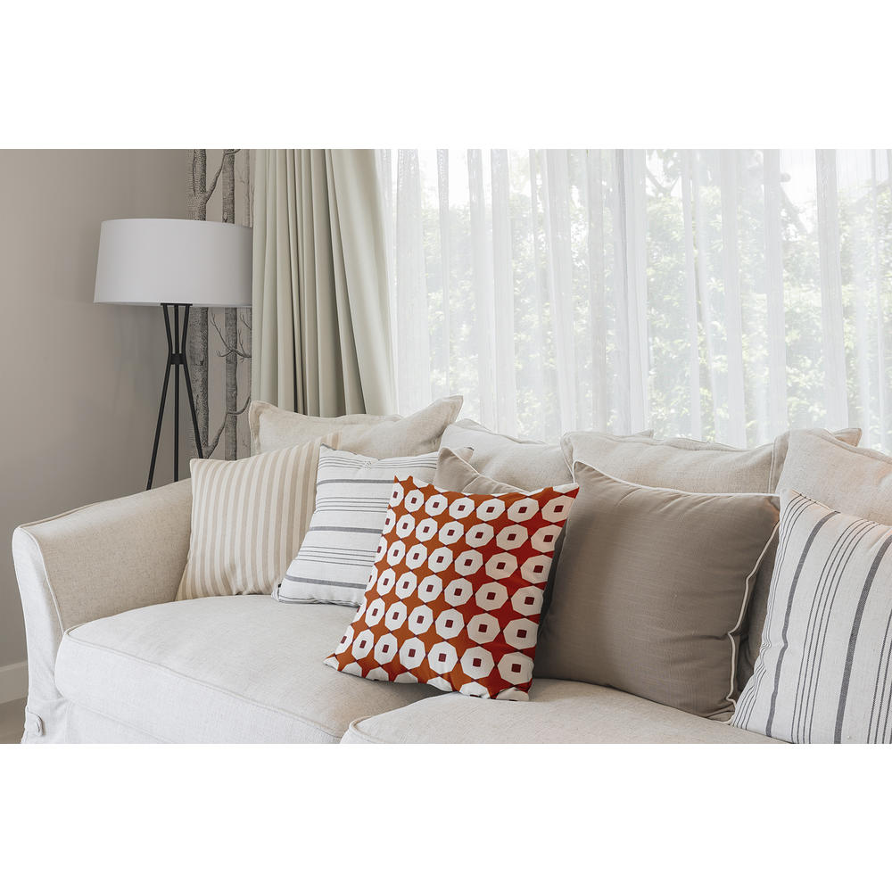 Contemporary Home Living 18" x 18" Orange and White Button Up Throw Pillow