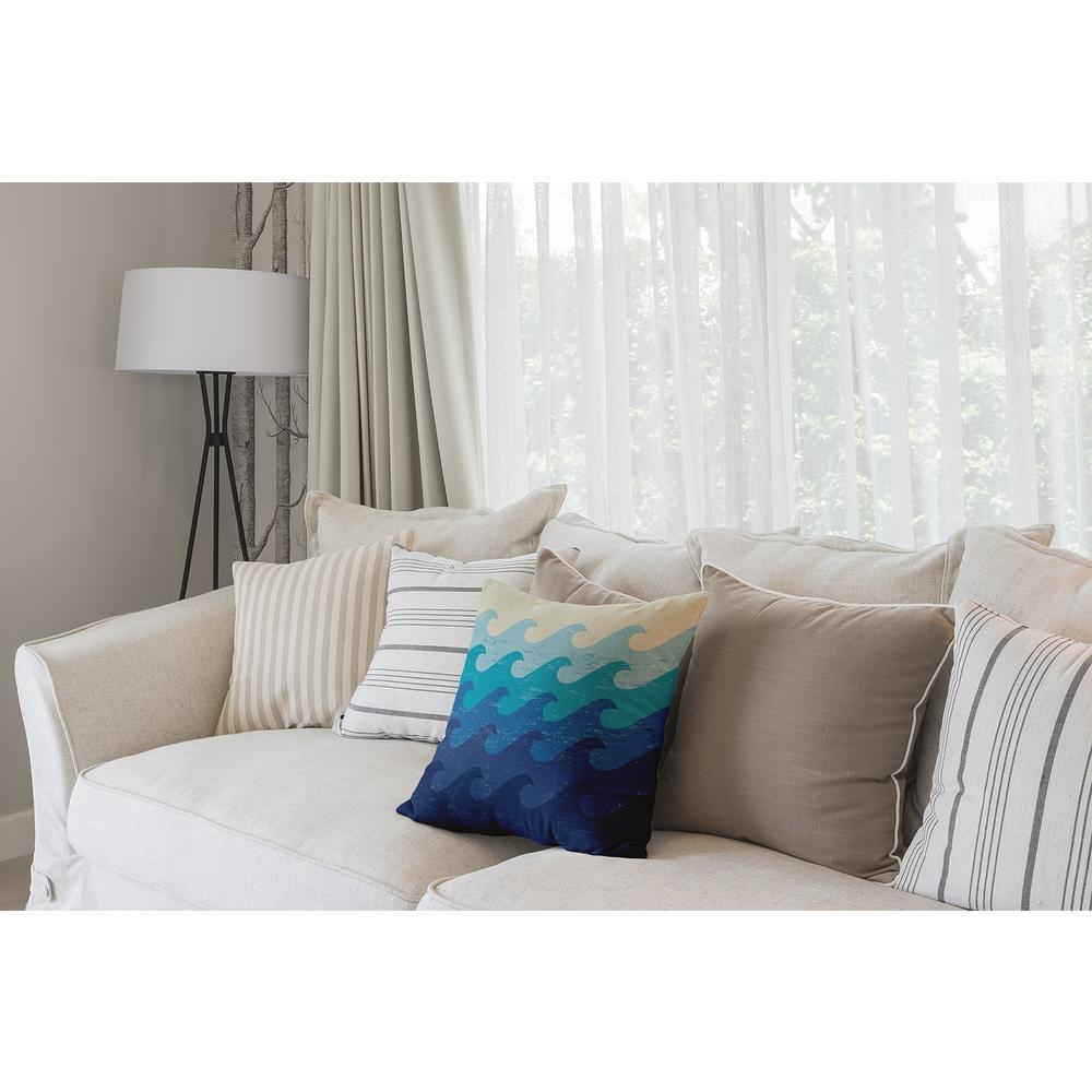 Contemporary Home Living 16" x 16" Blue and White Deep Sea Square Throw Pillow