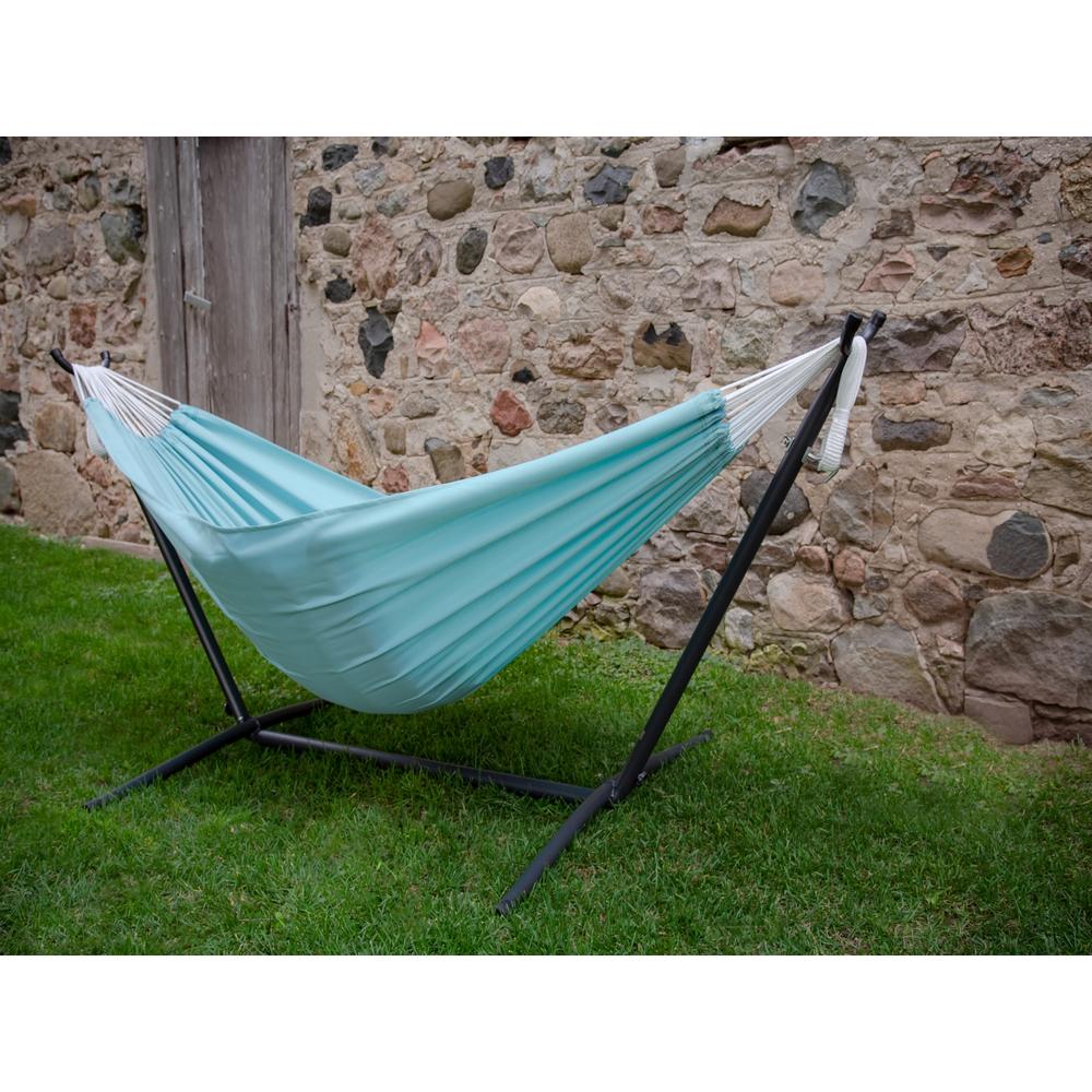 The Hamptons Collection 110” Light Blue Brazilian Style Hammock with Hammock Stand