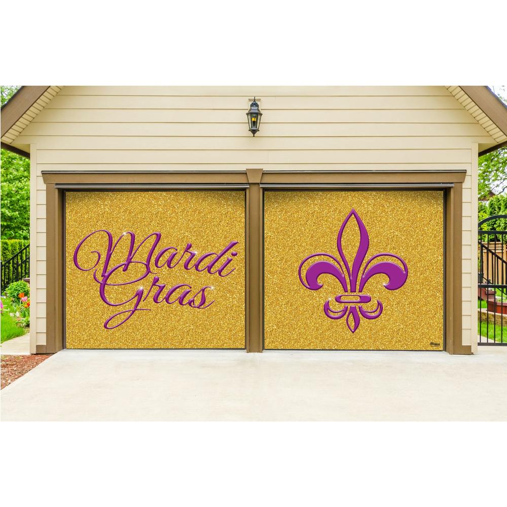 Showdown Displays 7' x 8' Purple and Gold Glitter Split Car Garage Banner Door