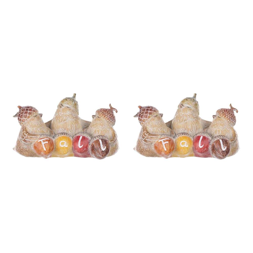 Melrose Set of 2 Bird with Acorn Hat Fall" Tabletop Figurines 7"