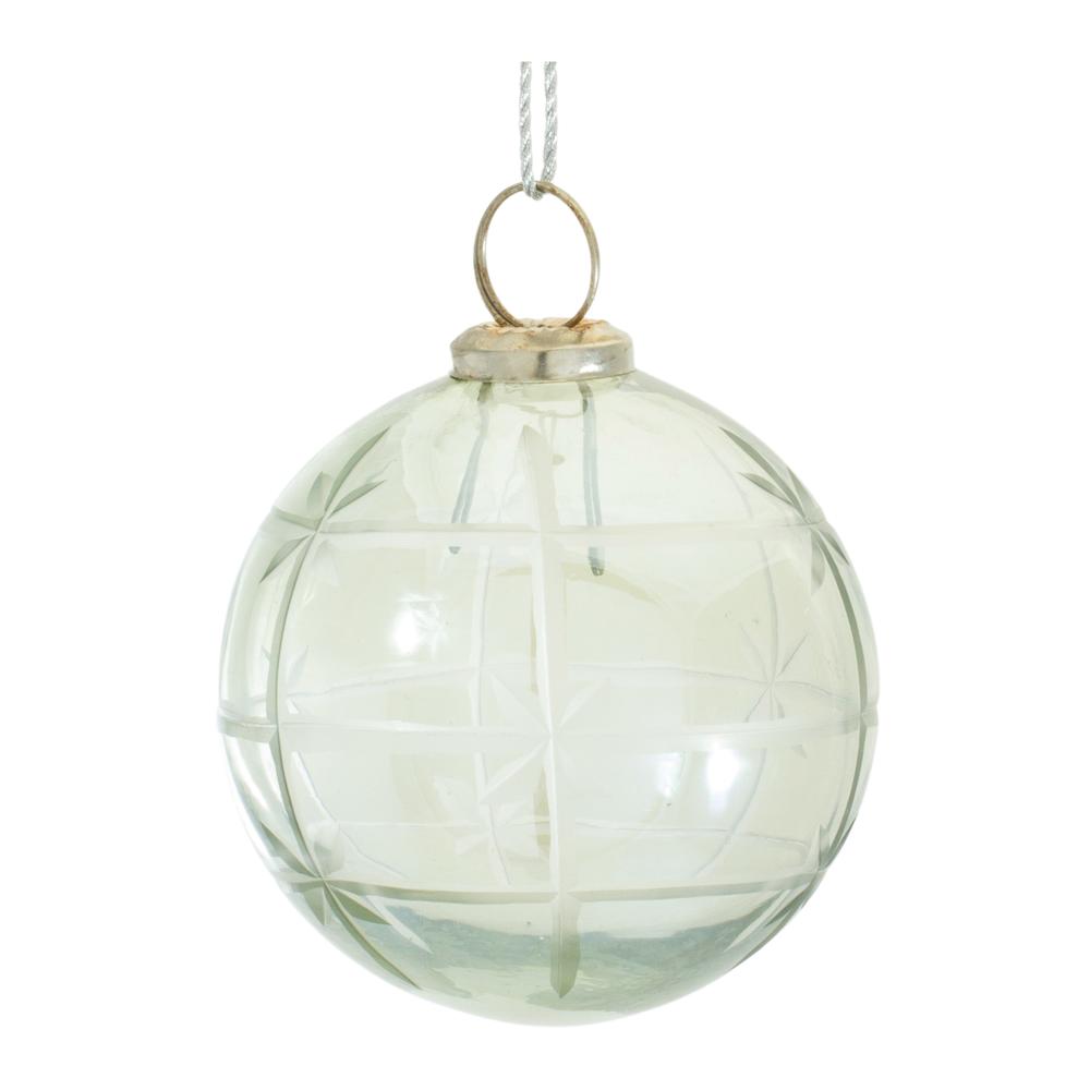 Melrose 6ct Wintry White Etched Glass Christmas Ball Ornaments 4"