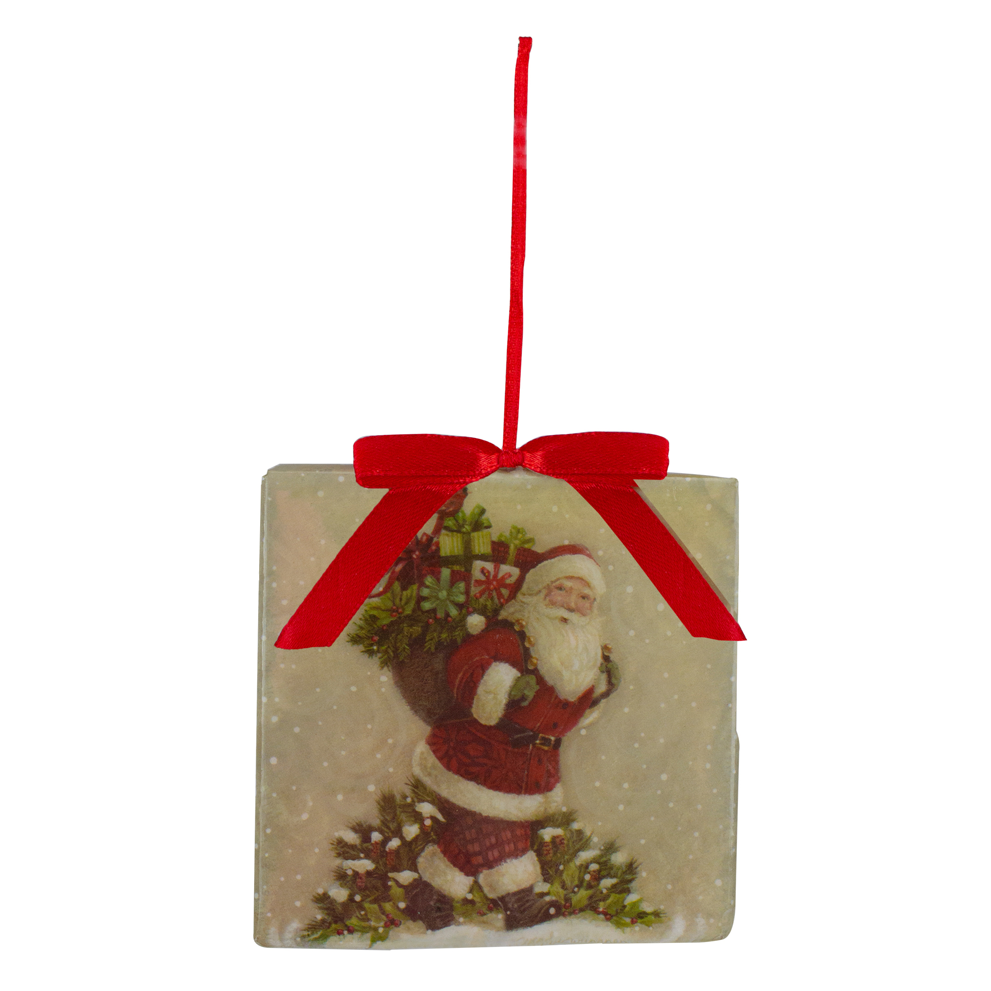 Kurt S. Adler 3.5" Square Vintage Inspired Santa Christmas Ornament