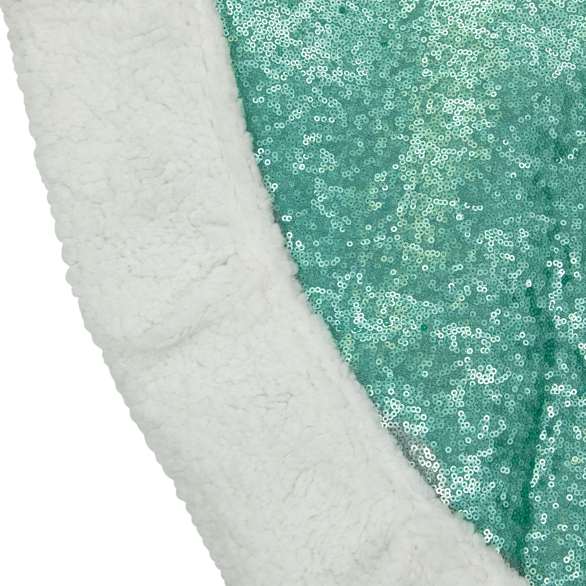 Northlight 47" Mint Green Sequins Christmas Tree Skirt with White High Pile Fleece Fur Trim