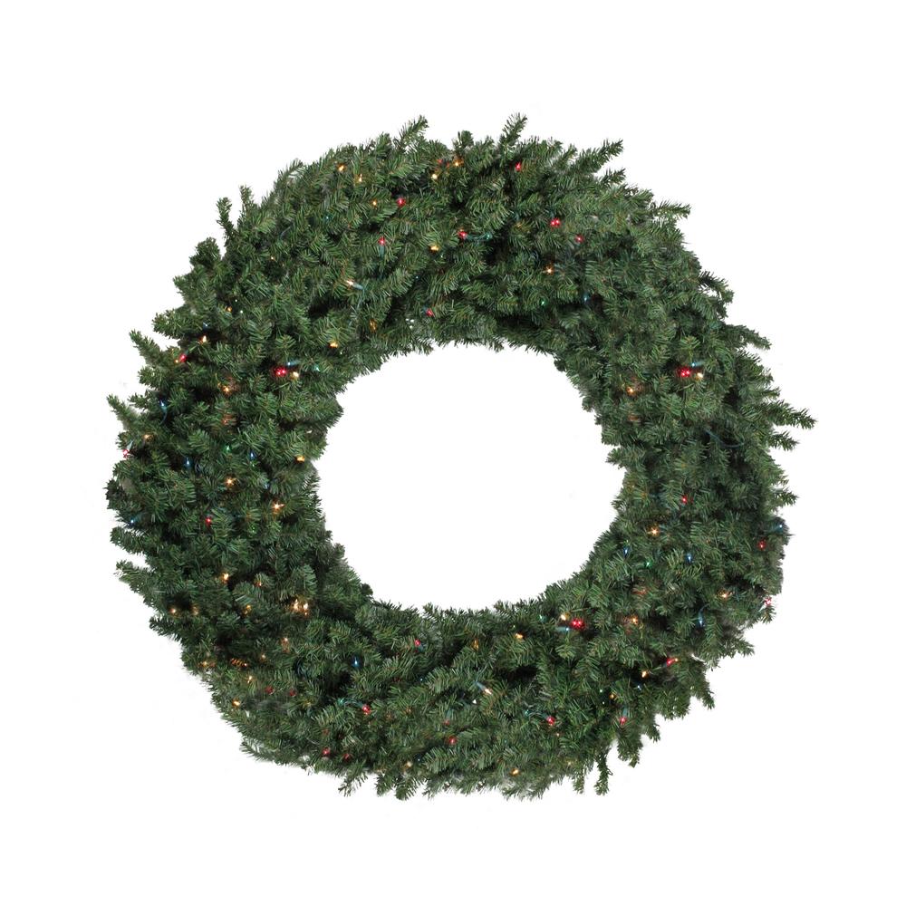 Northlight Pre-Lit Canadian Pine Commercial Size  Christmas Wreath, 8ft, Multicolor Lights