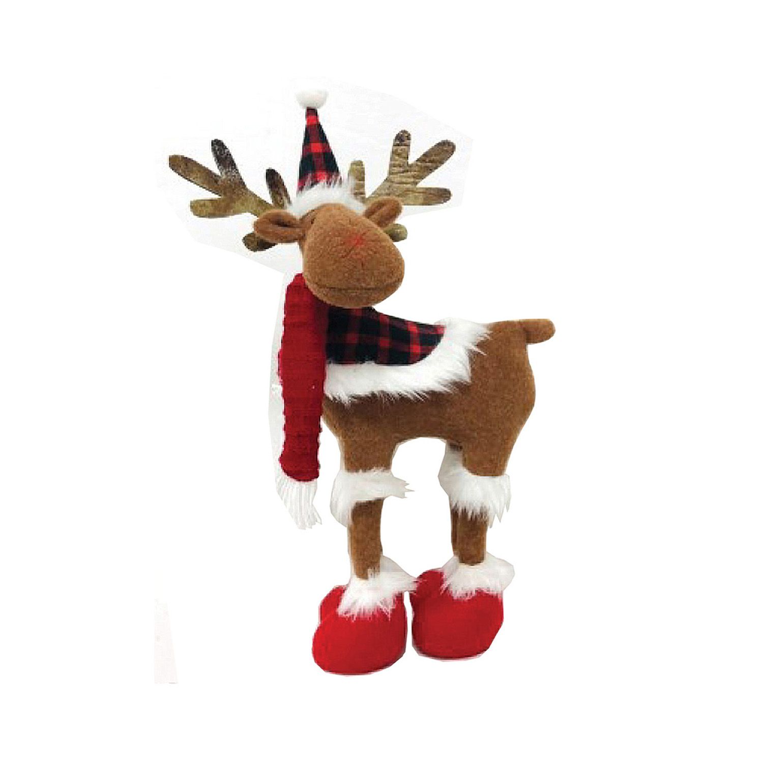 CC Christmas Decor 16" Classic Moose with Scarf and Booties Christmas Plush Figurine