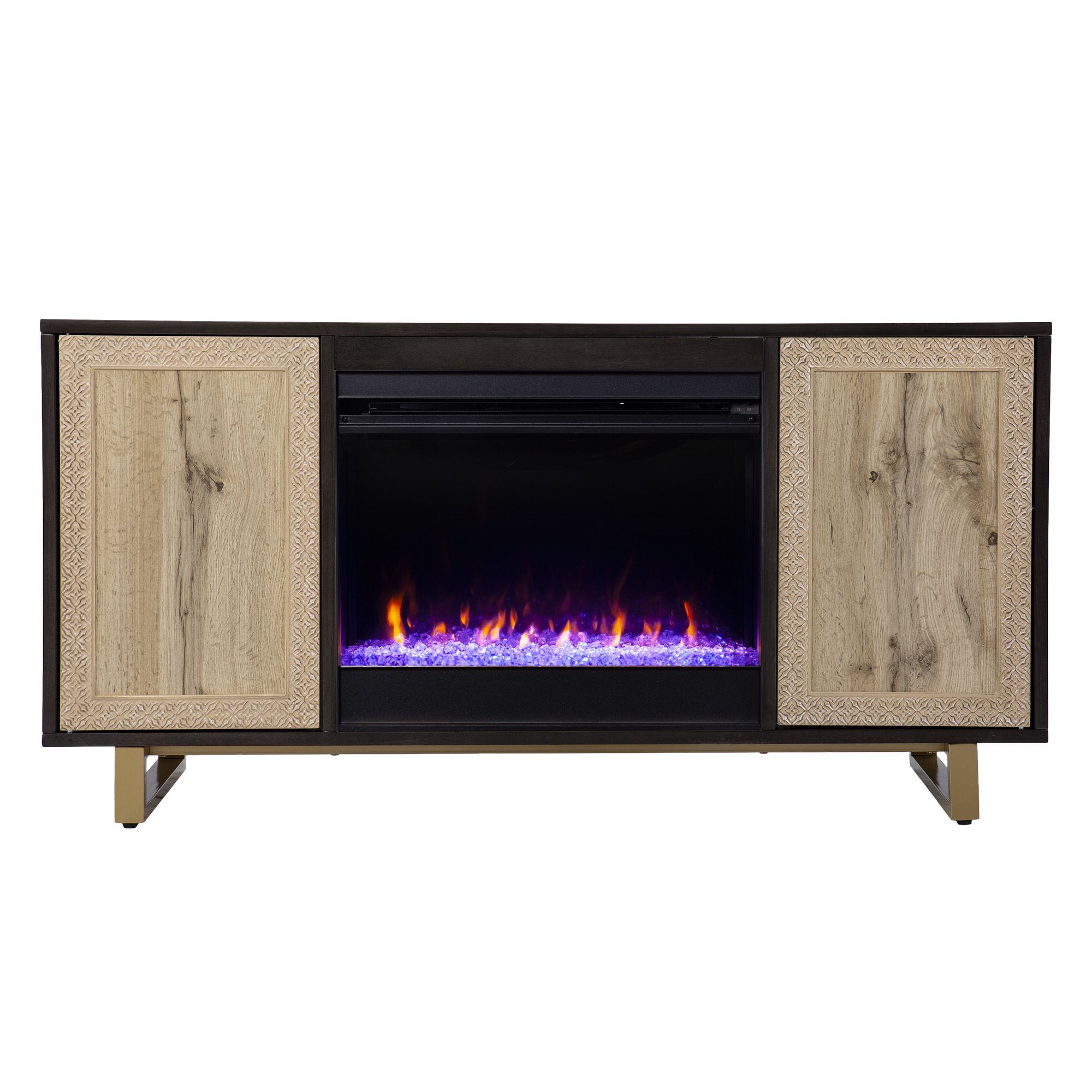 Southern Enterprise 54.25" Wilconia Color Changing with Media Storage and Carved Details Fireplace